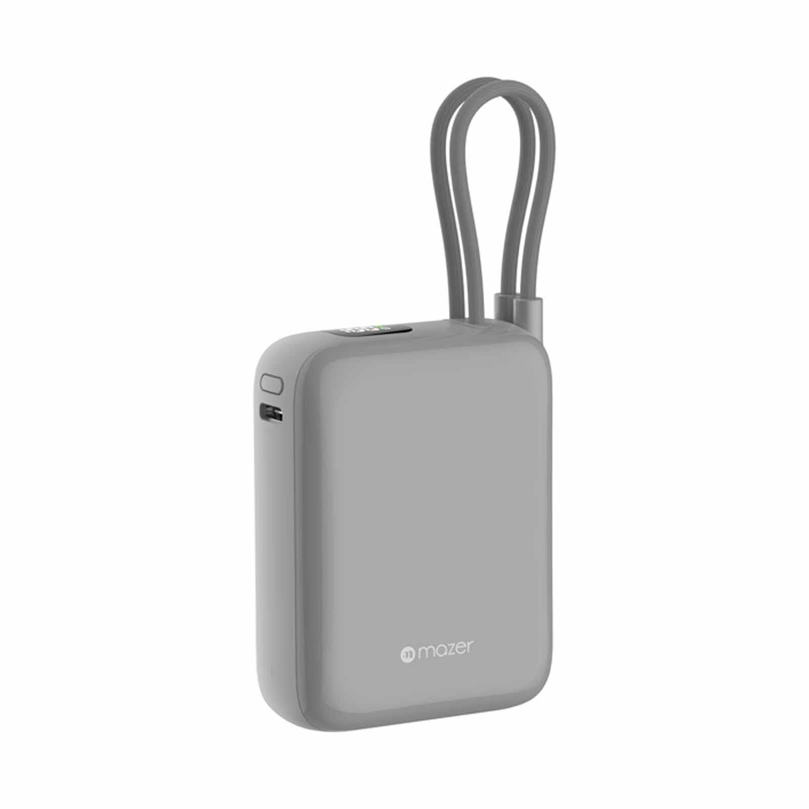 MAZER Powercharge Nano Duo 10,000mah Pd35w With Built-in C-cable X2 Powerbank - Grey M-PC35CC-GY-image 1