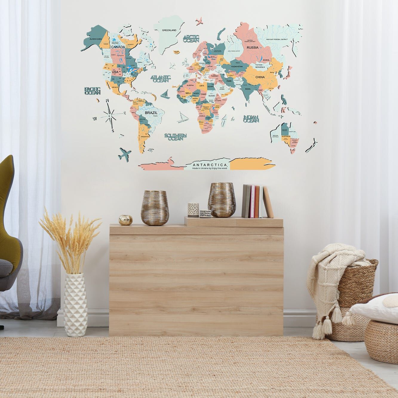 2d Wooden World Map Festival L ENJOY THE WOOD-image 4