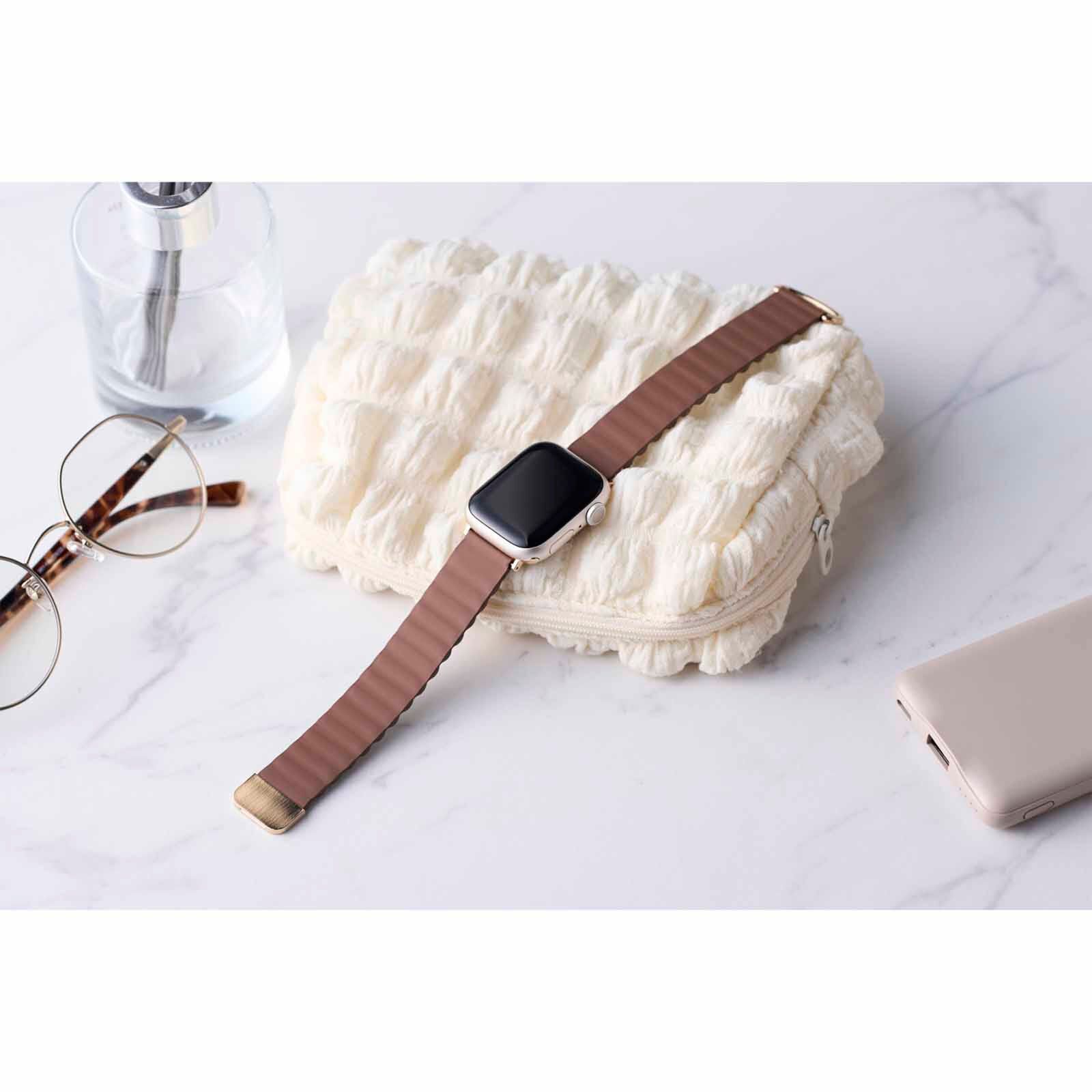 ELECOM Magnetic Soft Leather Apple Watch Band 41/40/38mm (brown) AW-41BDLMAGBR-image 6