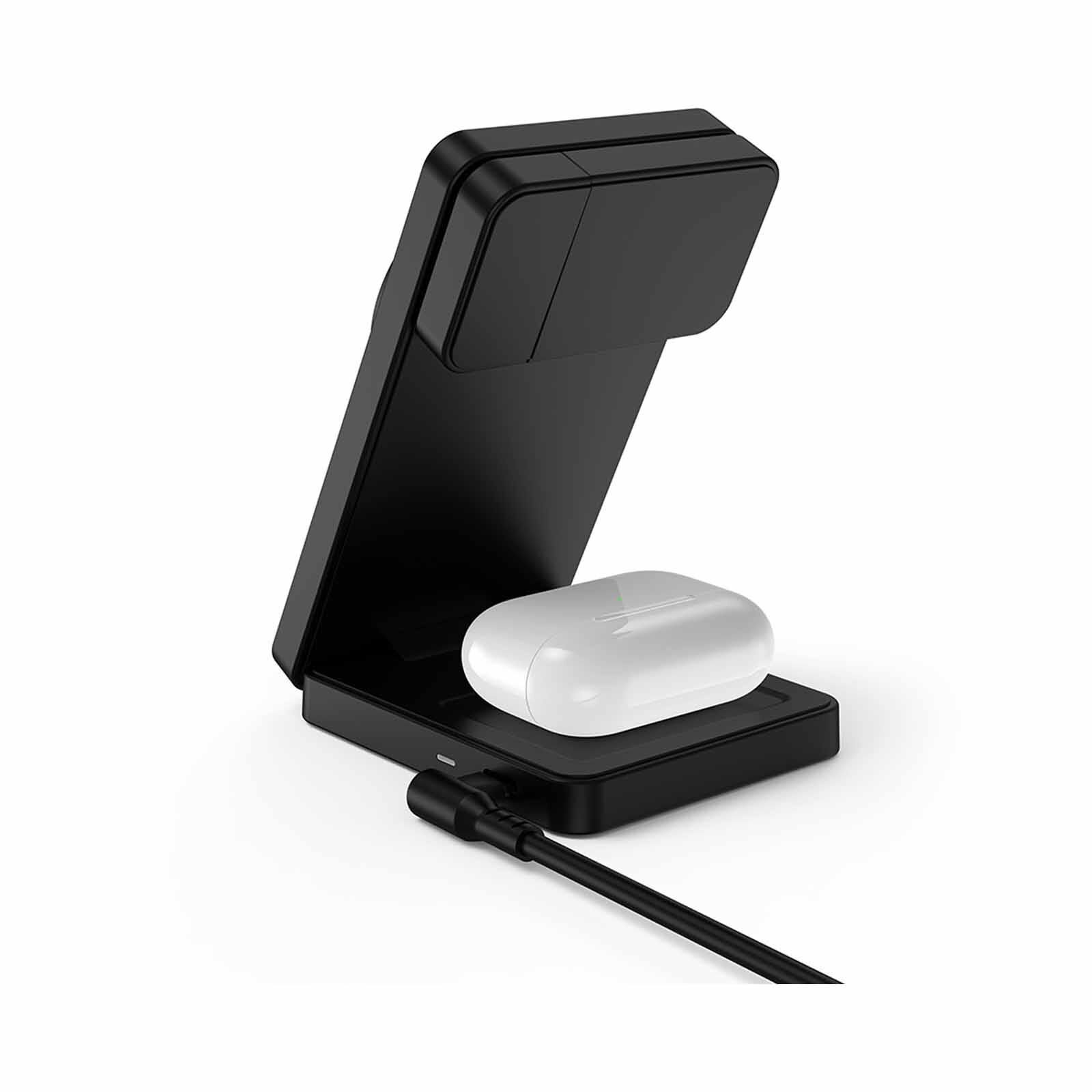 MAZER Qi2 Foldable 3in1 Total 25w Wireless Charging Stand-black M-QI2-MAGFOLD06-BK-image 4