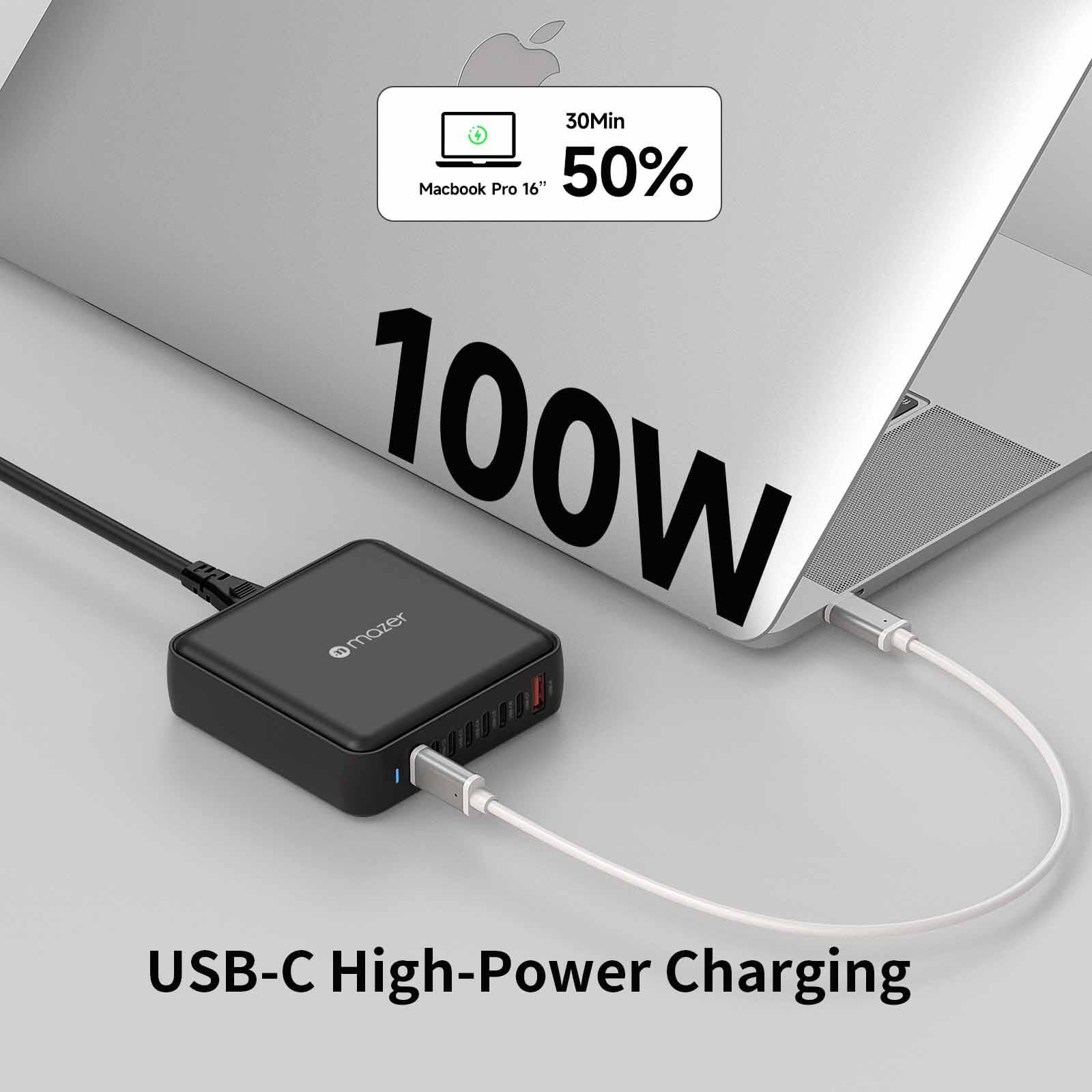 MAZER Ganprestige Uk Pd170w 8ports (7c1a) Desktop Charger With 1.5m Power Cable-black M-D170W-V5-BK-image 6