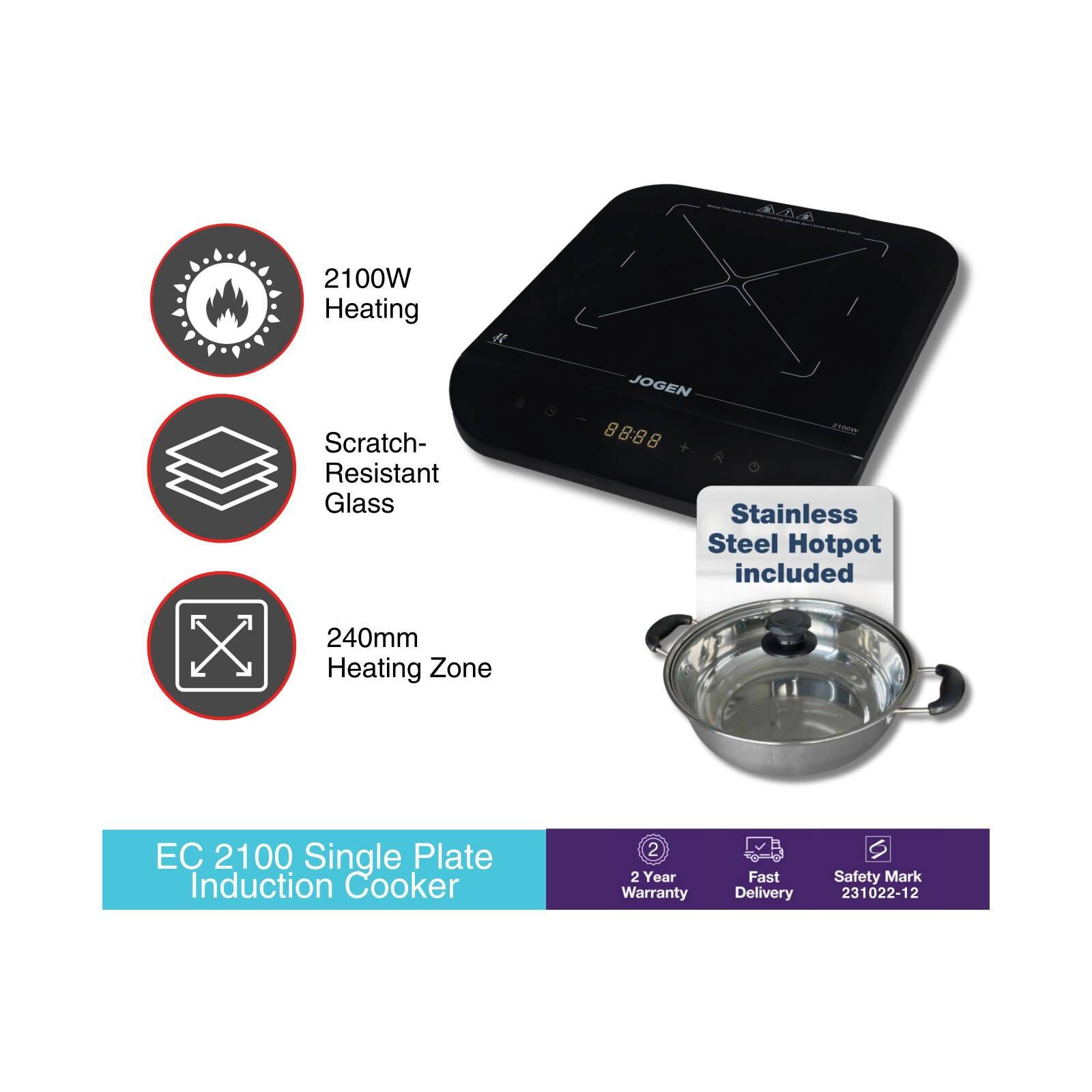 JOGEN Single Plate Induction Cooker EC 2100-image 1