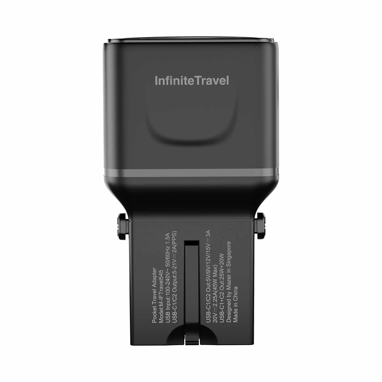 MAZER Infinitetravel Pocket Gan Pd45w 2c Travel Charger-black M-IFTRAVEL545-BK-image 6