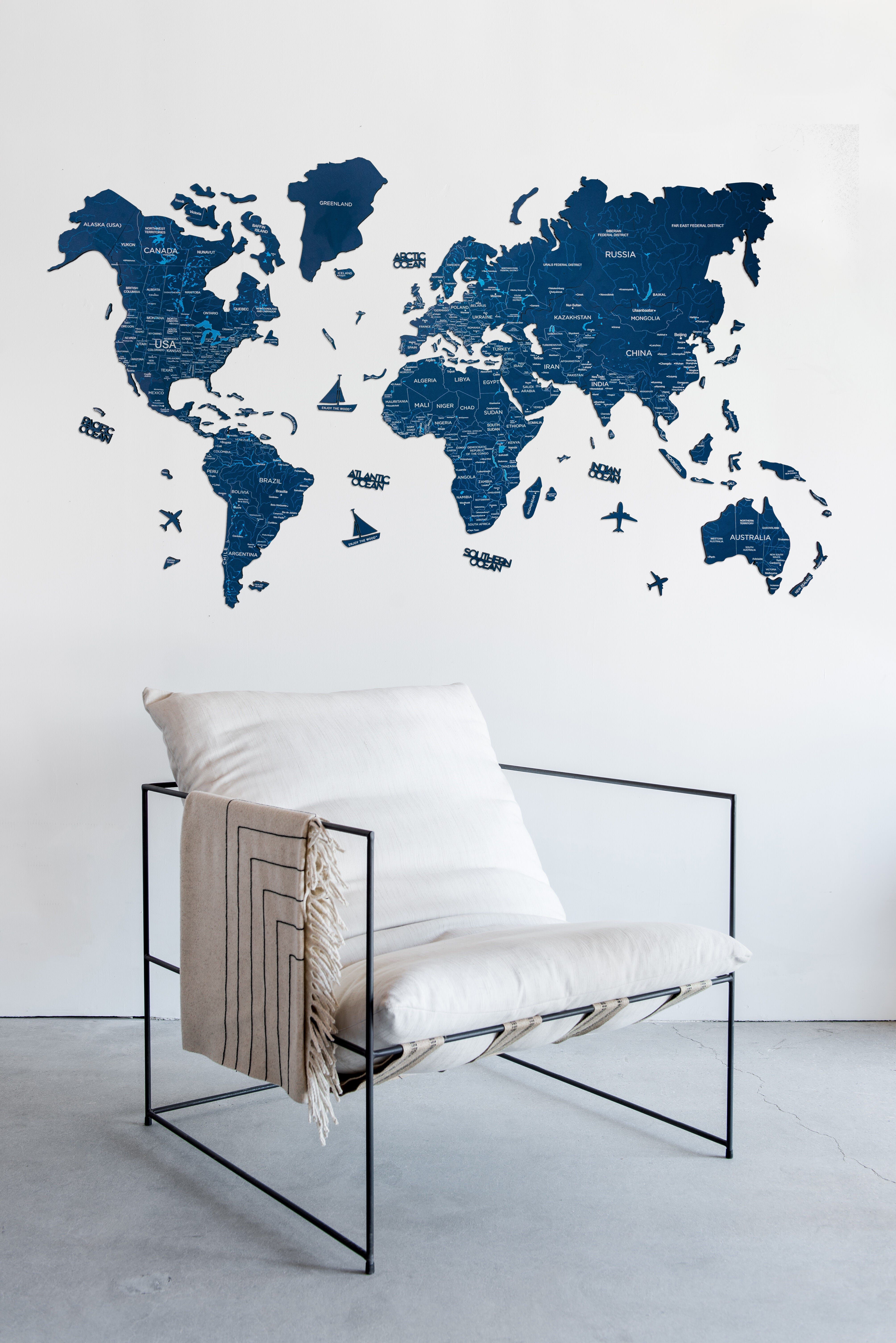 2d Wooden World Map Blue Xl ENJOY THE WOOD-image 8