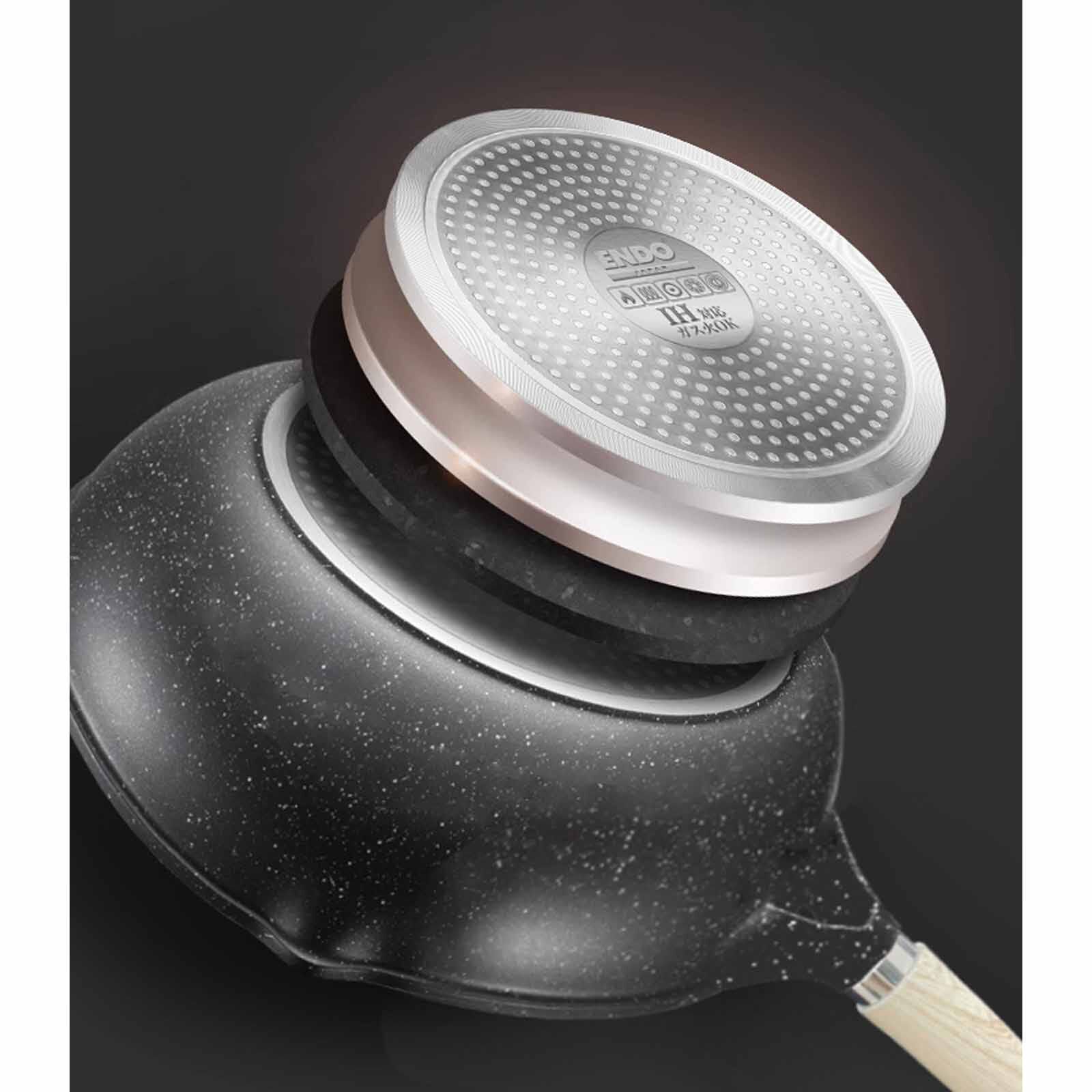ENDO Ganseki 28cm I.h. Die Cast Wok Pan + Lid E-GSK-28WP-image 2