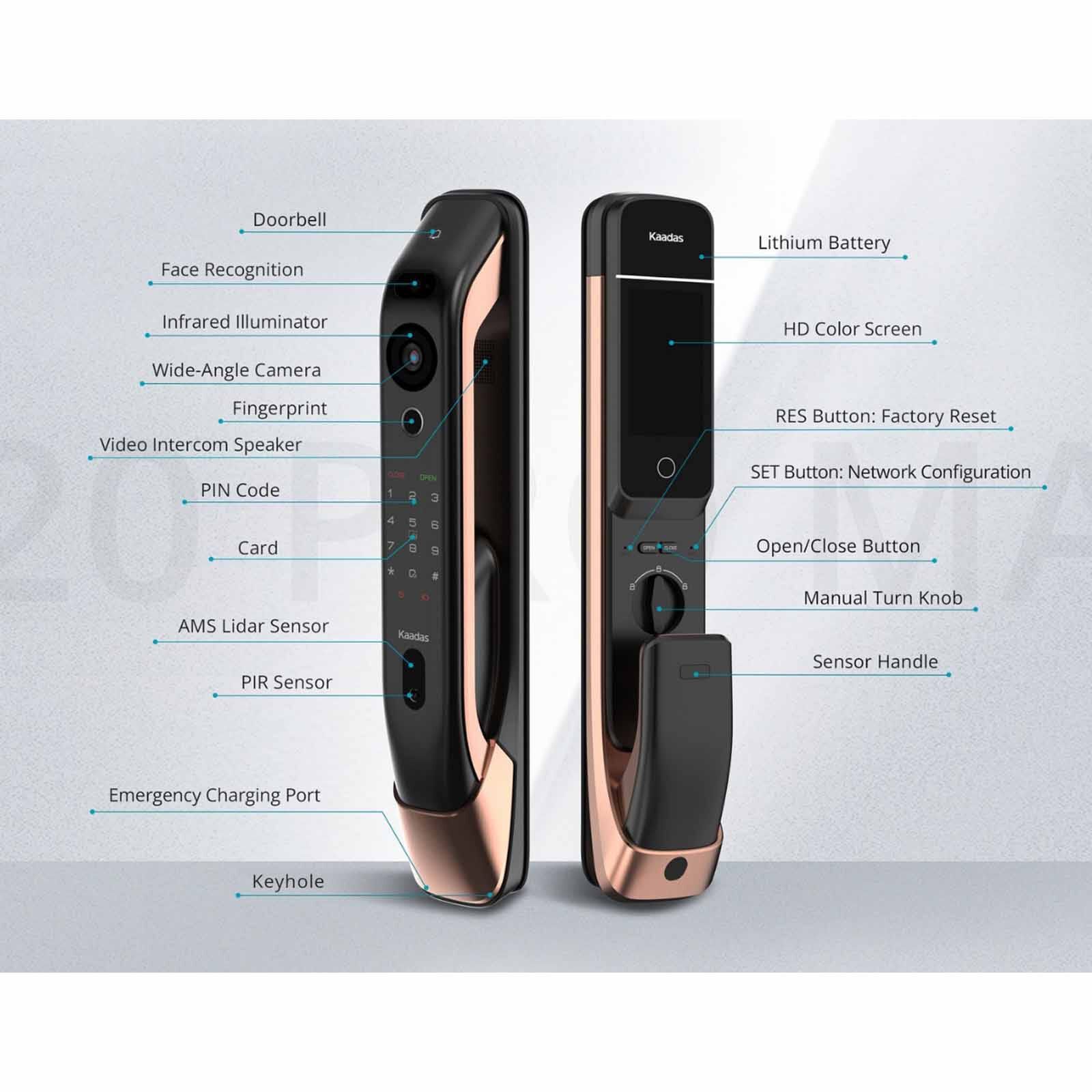KAADAS Wifi Mortise Door Lock With 3d Face Recognition, Built-in Doorbell & Viewer K20 PRO MAX BLACK-image 11
