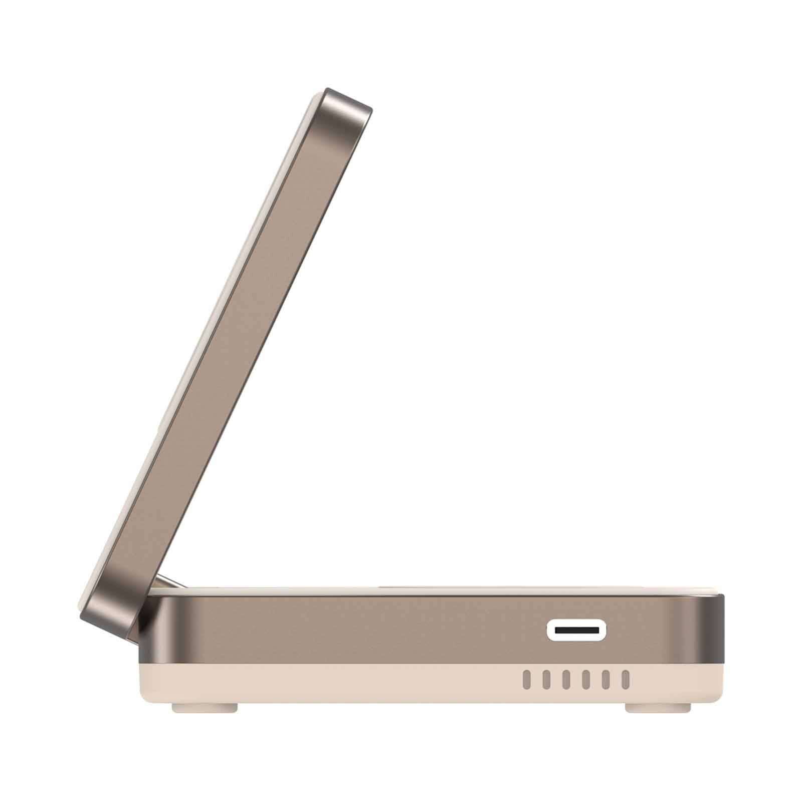 MAZER Qi2 Certified 25w Foldable 3in1 Wireless Charger-desert Titanium M-QI2-MAGFOLD05-DT-image 3