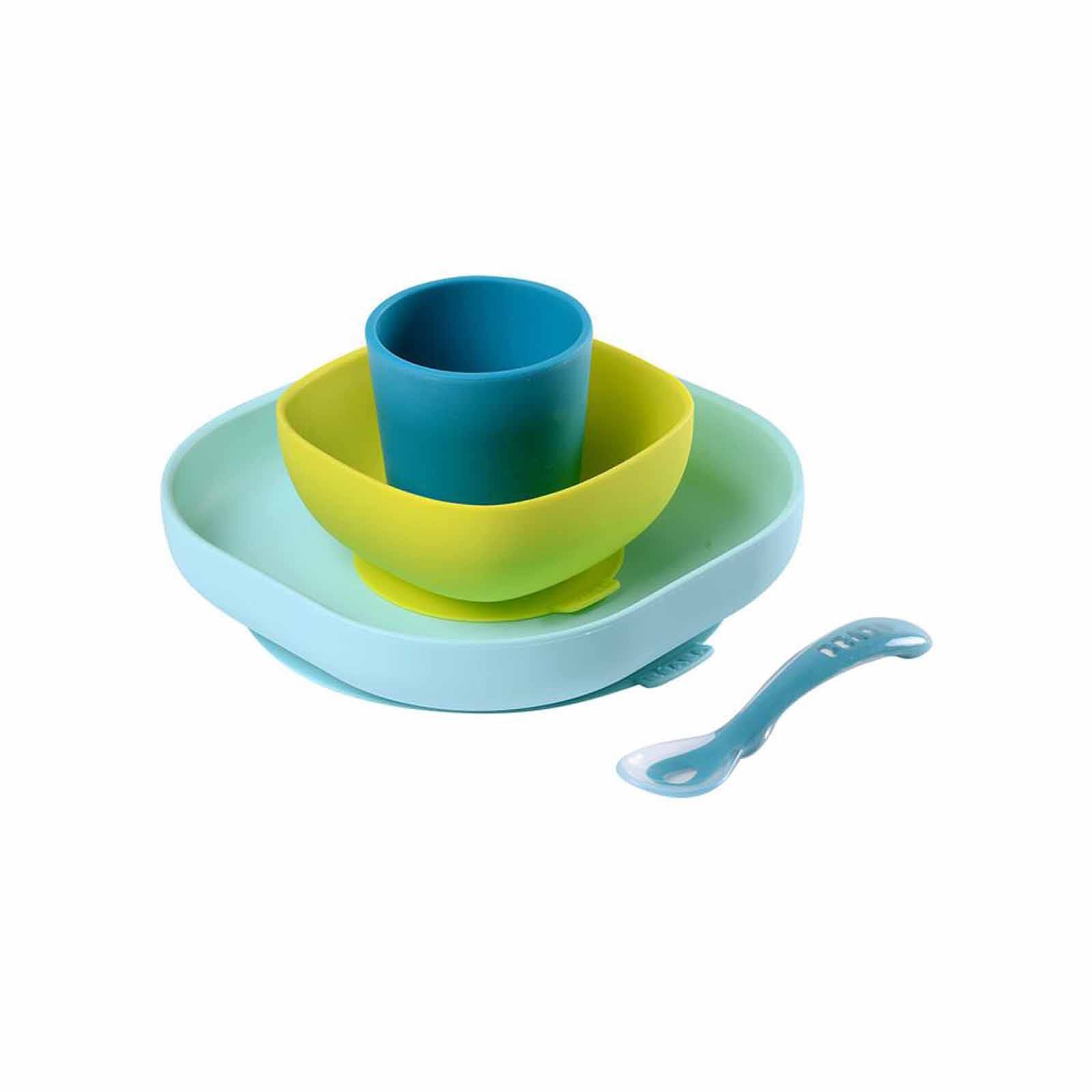 BEABA Suction Meal Set - Blue (online) SILICONE-image 4