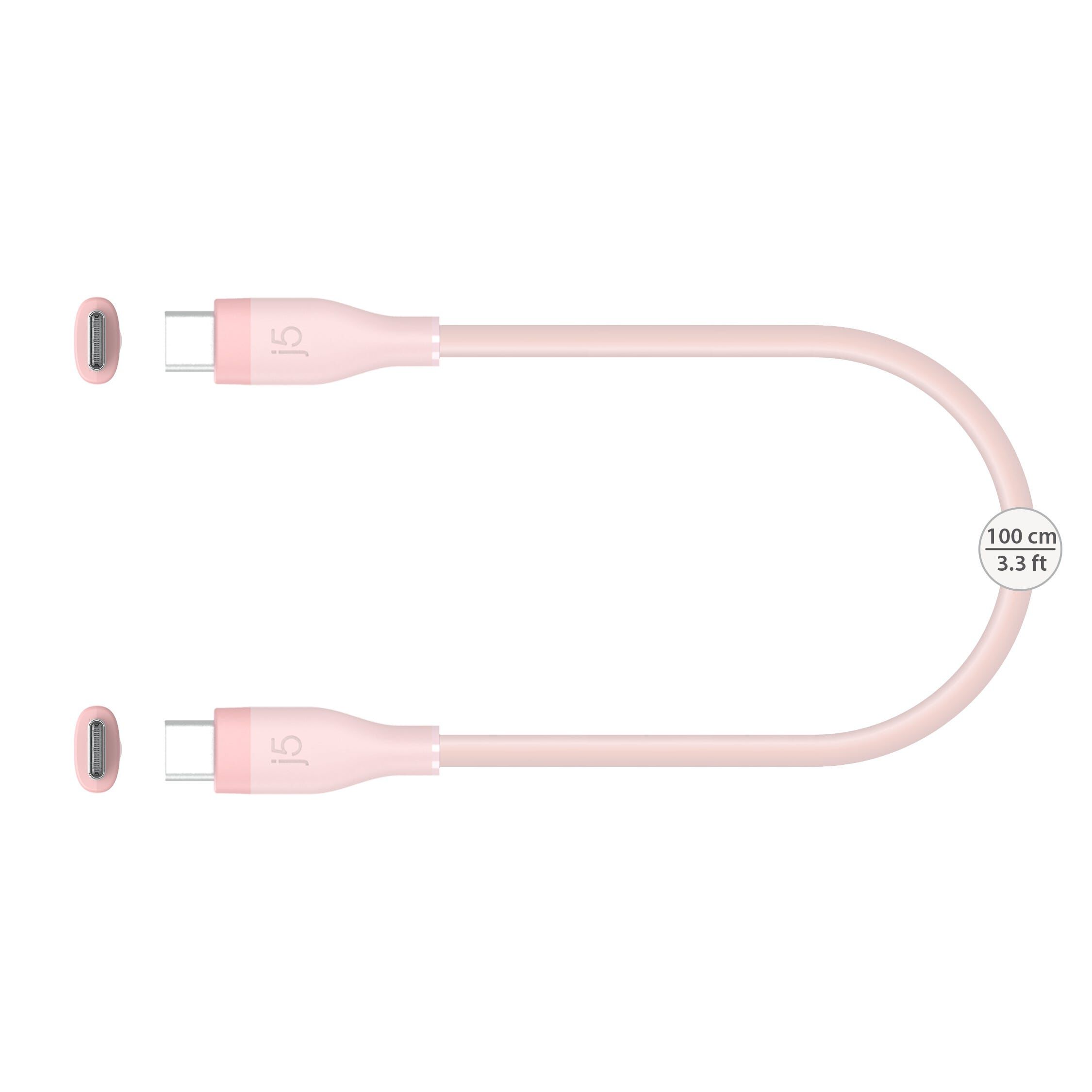 J5CREATE Usb-c 60w Liquid Silicone Fast Charging Cable (misty Rose) JUCX17R-image 2
