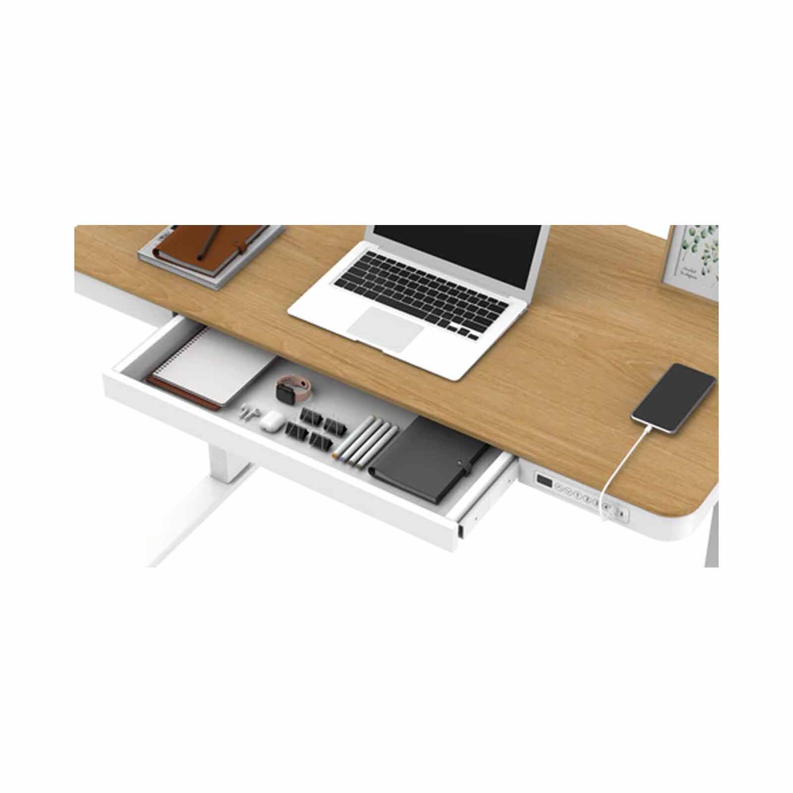 Height Adjustable Desk (oak+white) ARCHITECT-image 5