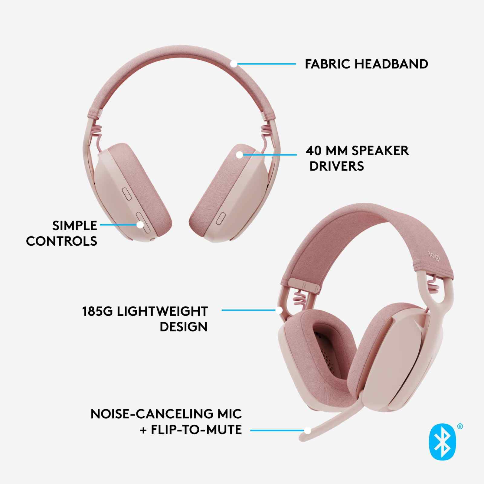 LOGITECH Zone Vibe 100 Wl Bt Headset Rose 981-001225-image 12