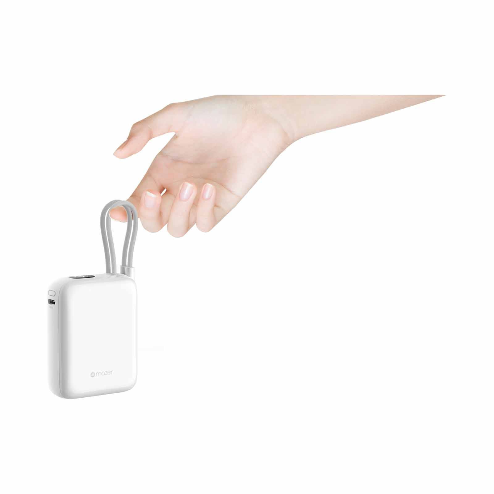 MAZER Powercharge Nano Duo 10,000mah Pd35w With Built-in C-cable X2 Powerbank - White M-PC35CC-WH-image 9