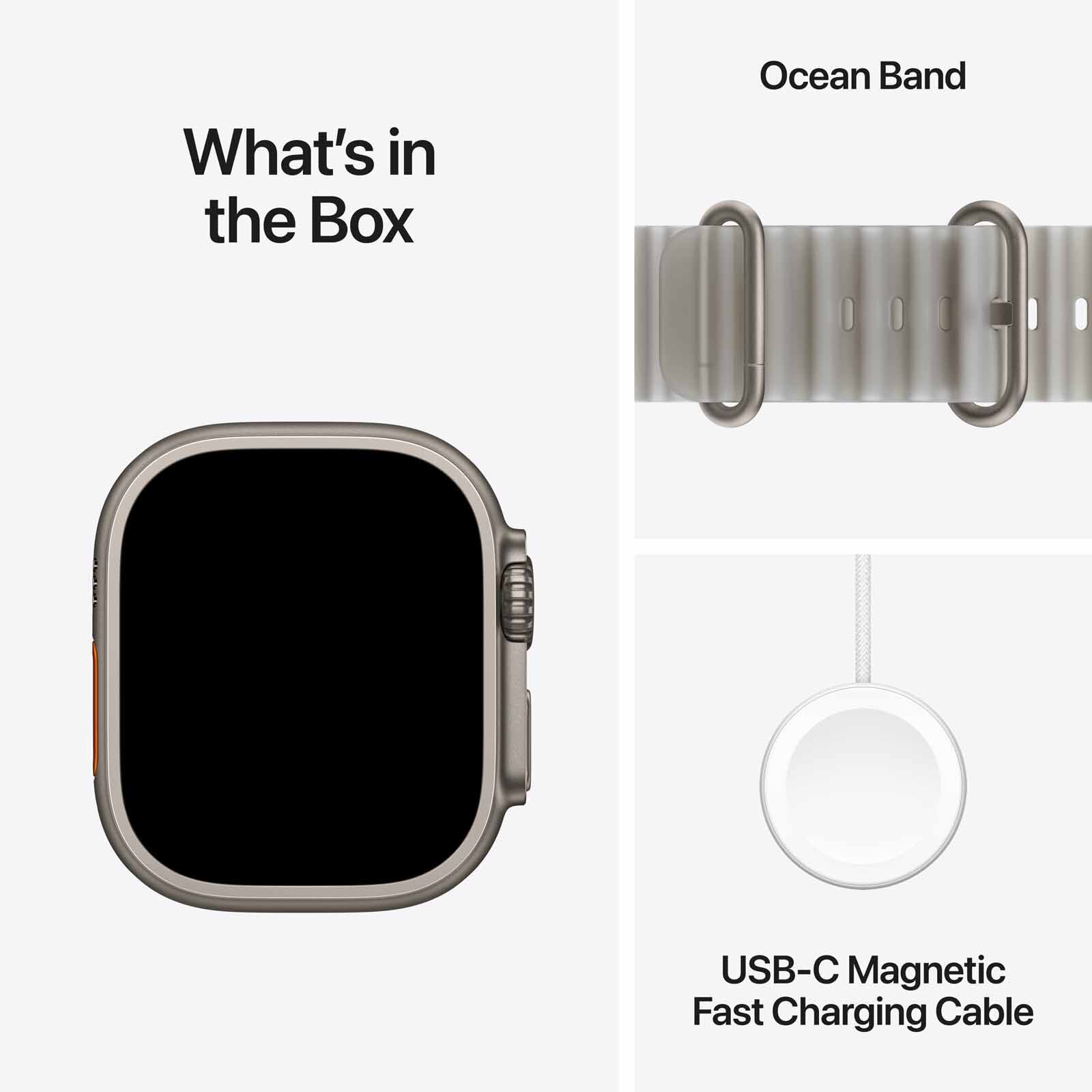 APPLE Watch Ultra 4 Gps + Cellular 49mm Natural Titanium Case With Translucent Grey Ocean Band MJAD4X/A-image 3