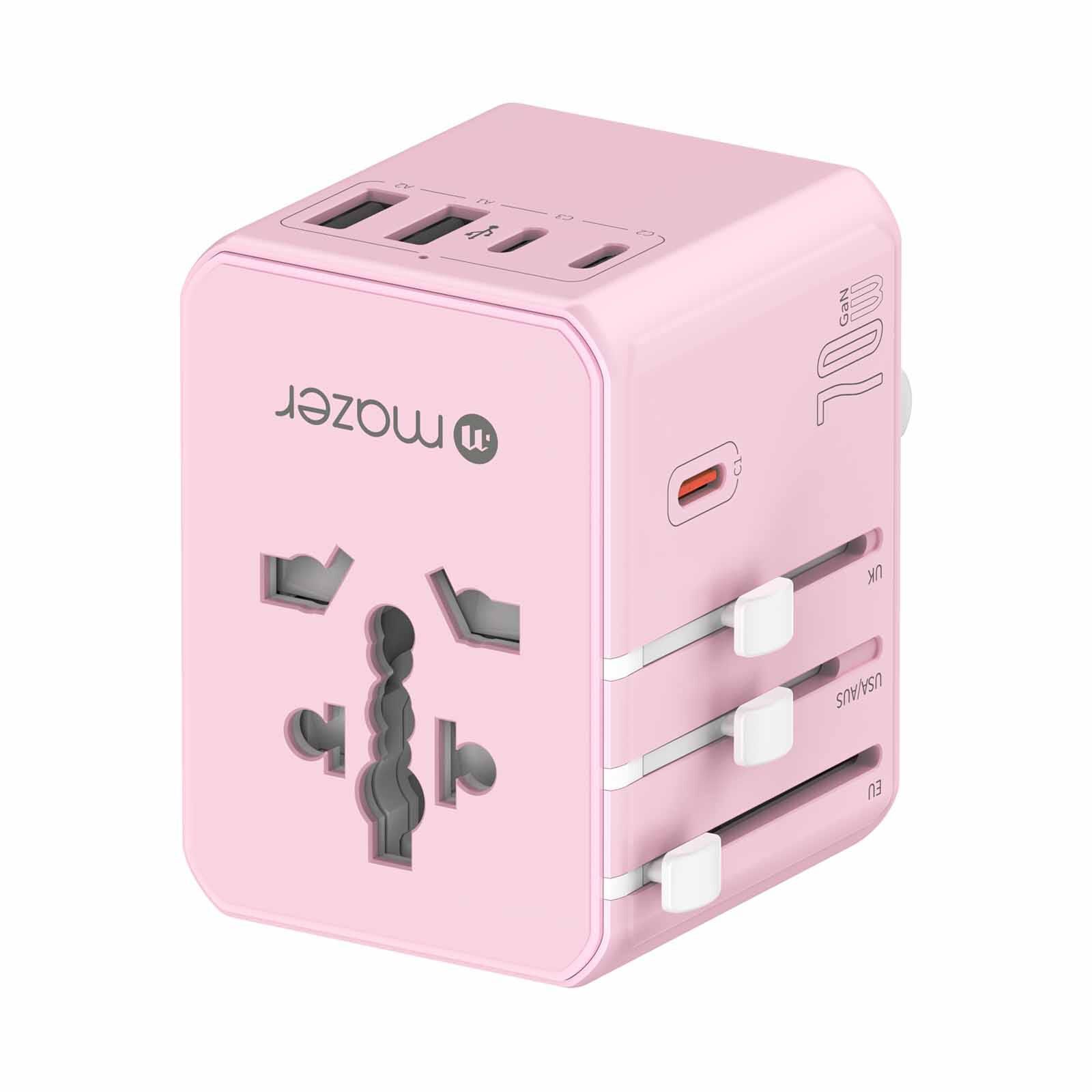 MAZER Infinitetravel 3c/2a Usb Pd70w + 3xac International Travel Adapter - Pink M-TC270-PK-image 4