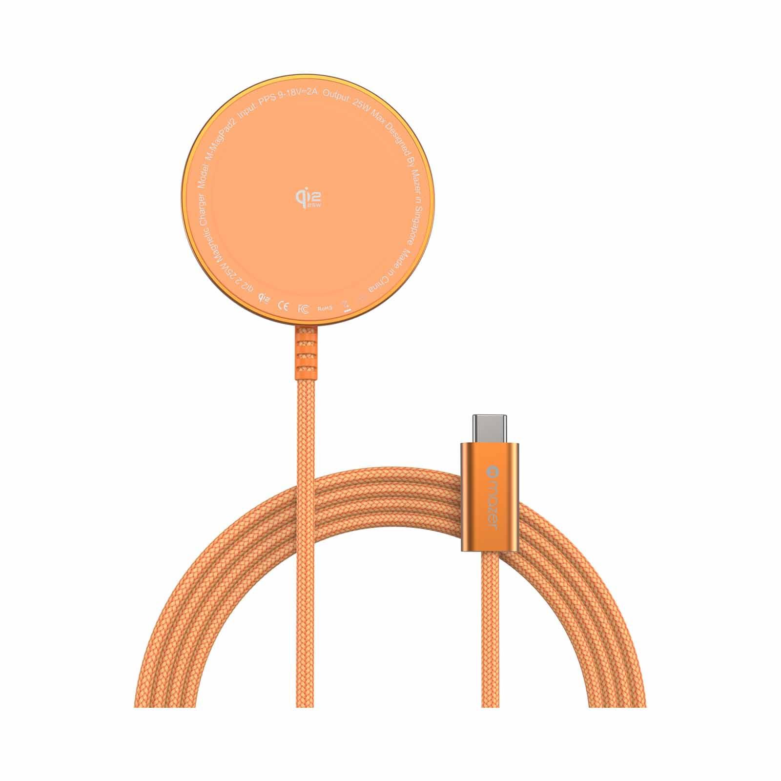 MAZER Qi2.2 25w Certified Wireless Charging Pad With 1.5m Cable-sunsetorange M-MAGPAD2-SO