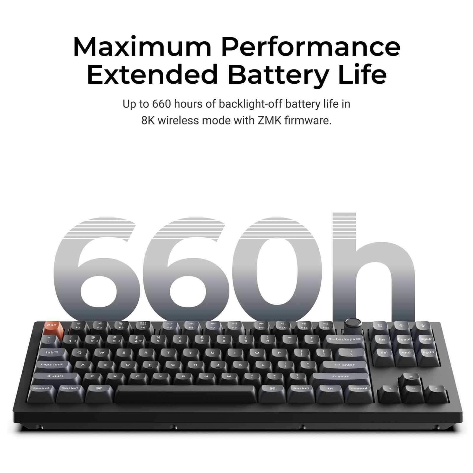 KEYCHRON V3 Ultra 8k 80% 87 Key Black Knob Rgb Hot-swap Silk Pom Red Switch KYCN-V3U-D1-image 7