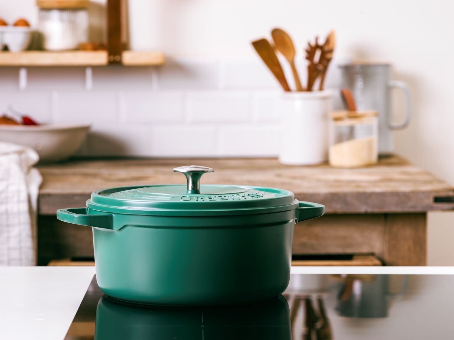 GREENPAN Featherweights 28cm Ceramic Non-stick Casserole Pot With Lid - Artichoke Green GPFW004917-image 4