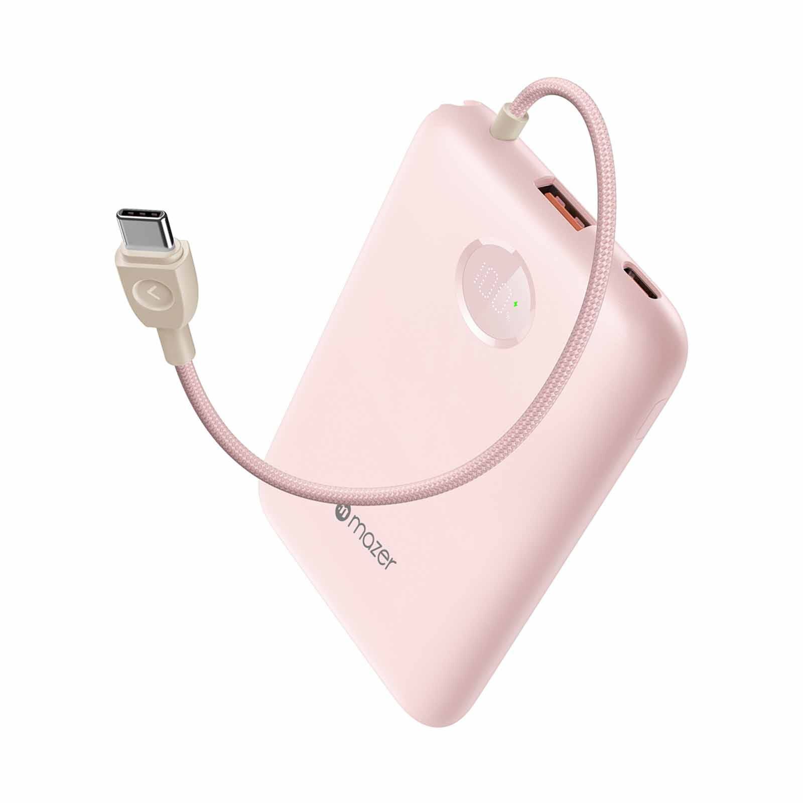 MAZER Powercharge Link 10,000mah Built-in Usb-c Cable Pd20w Power Bank-pink M-PC20LINK10V2-PK-image 3