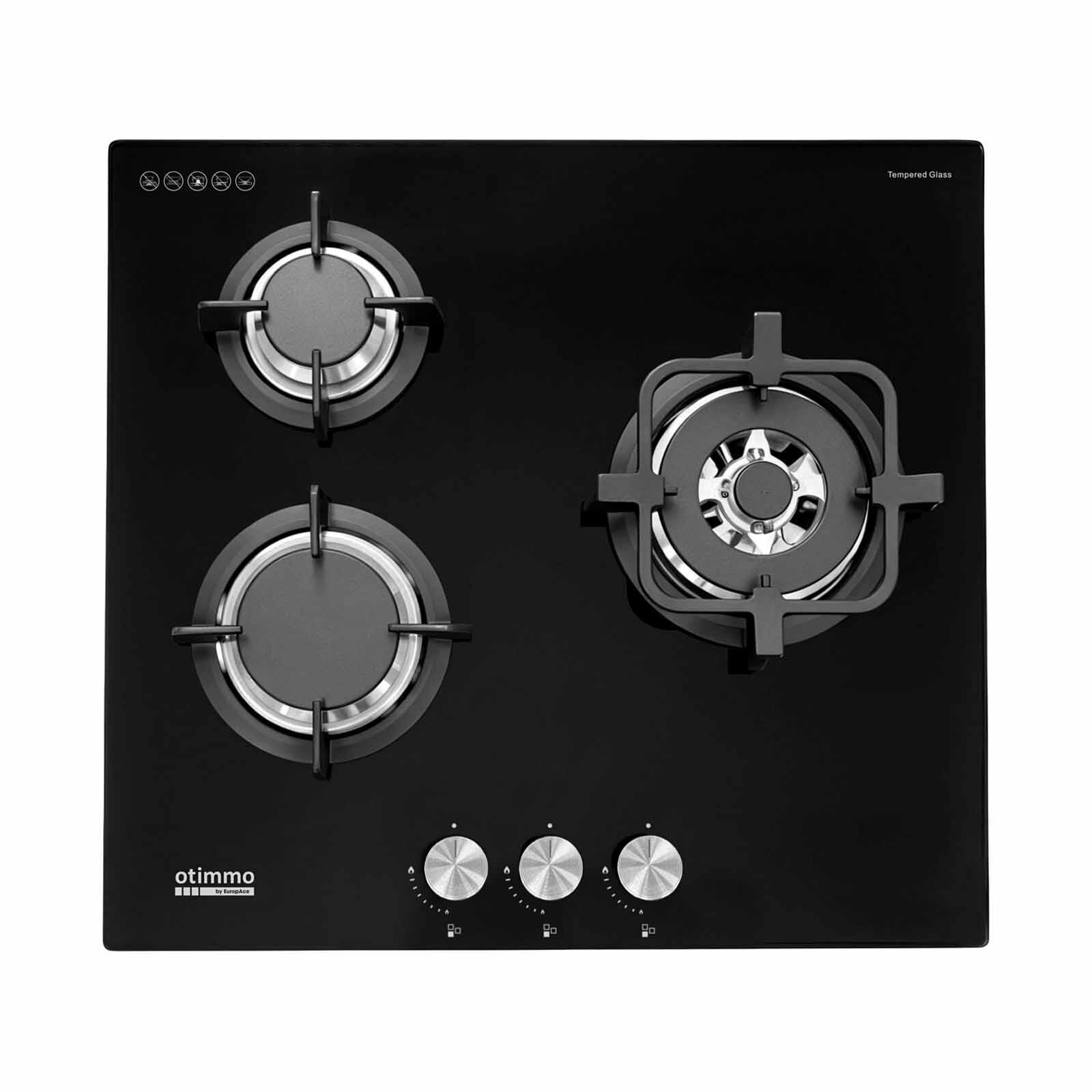EUROPACE Stainless Steel 3 Burner Gas Hob (60cm) (lpg) (exclude Installation) EBH3360ELPG