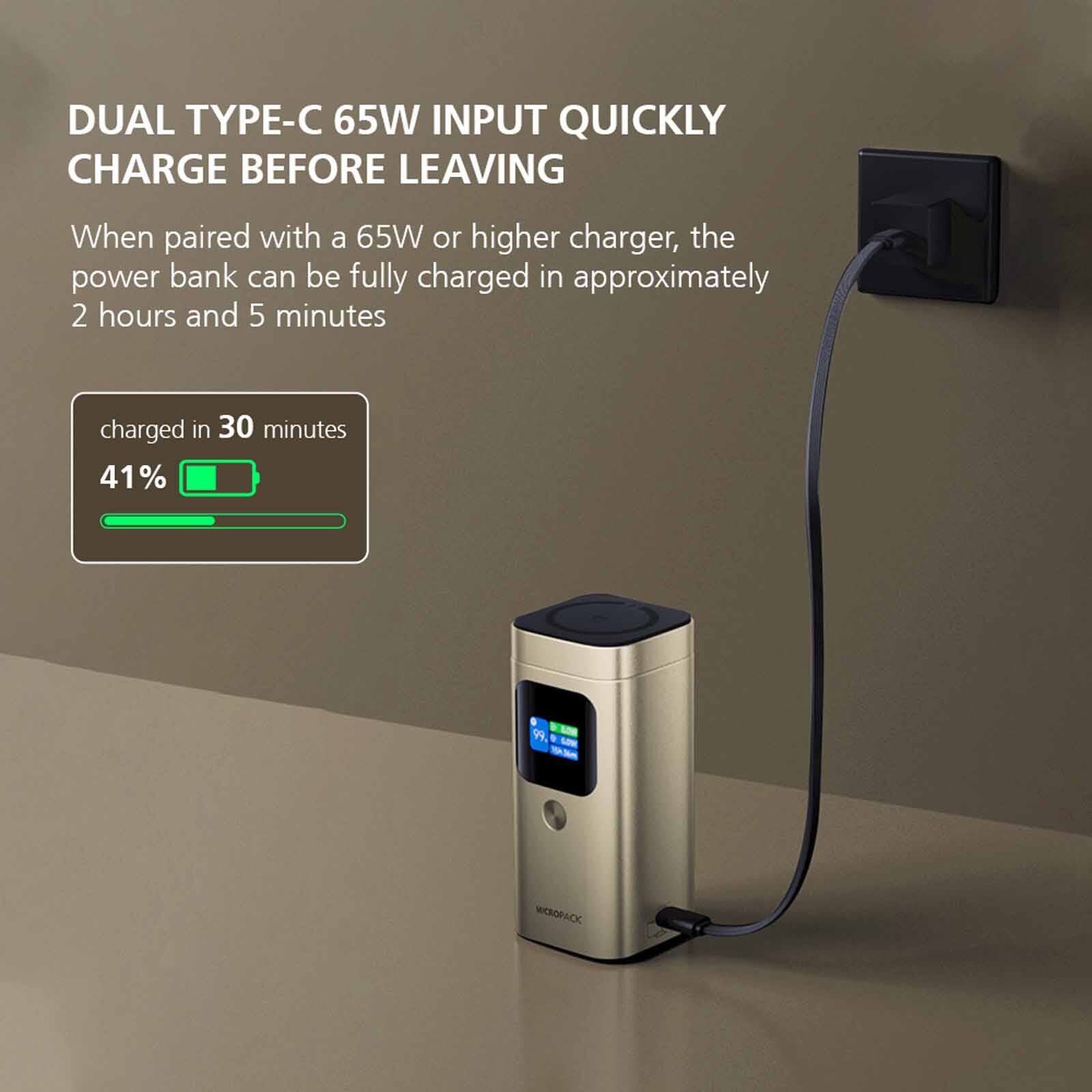 MICROPACK 4 In 1 Pd Fast Charging Magnetic Wireless Powerbank - Titanium Gold WPB-2100-TI-image 12