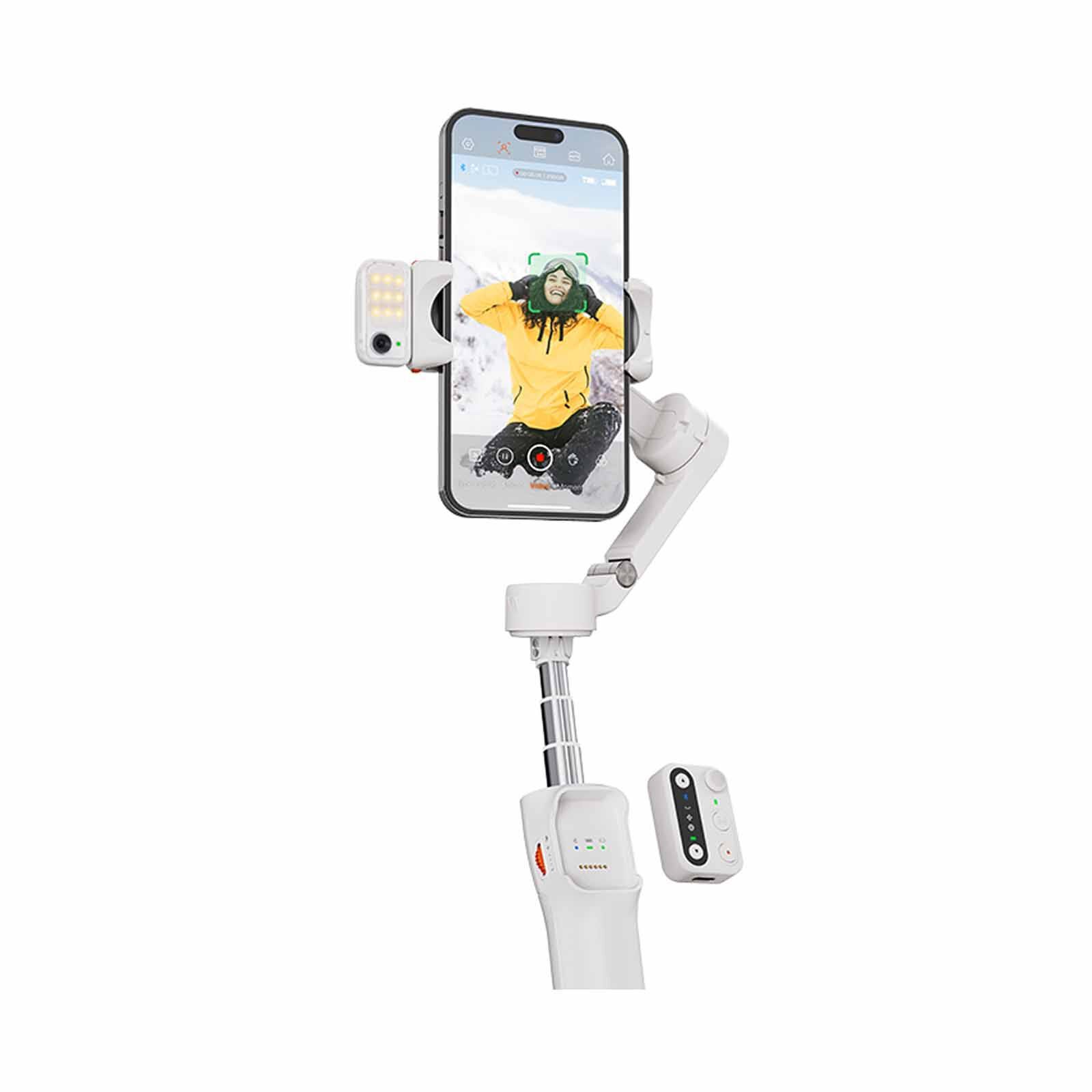 HOHEM Isteady V3 3-axis Palm Smartphone Gimbal Ai Visual Tracking White W/ Selfie Stick HT-ISTEADY V3-WHITE-image 1