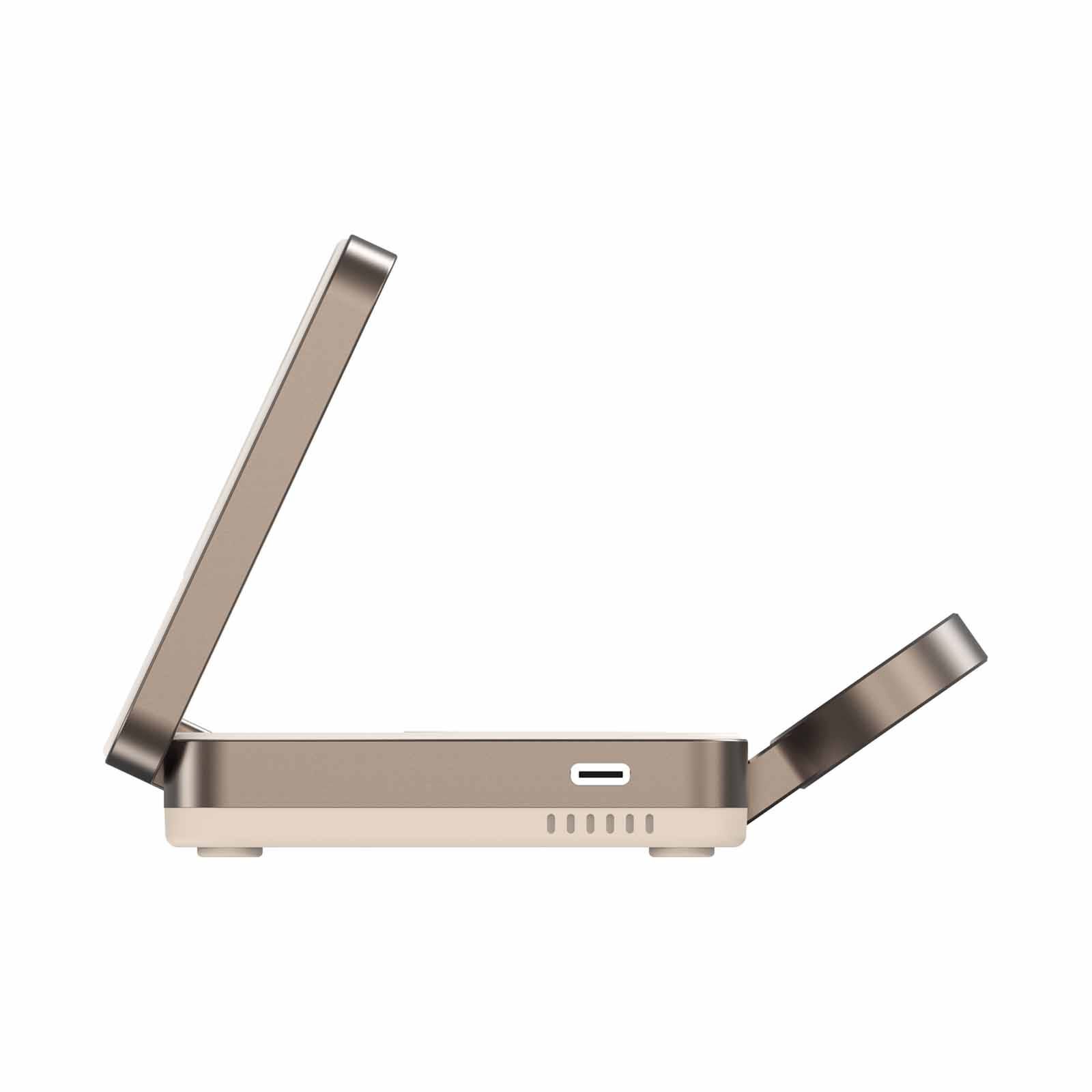 MAZER Qi2 Certified 25w Foldable 3in1 Wireless Charger-desert Titanium M-QI2-MAGFOLD05-DT-image 5