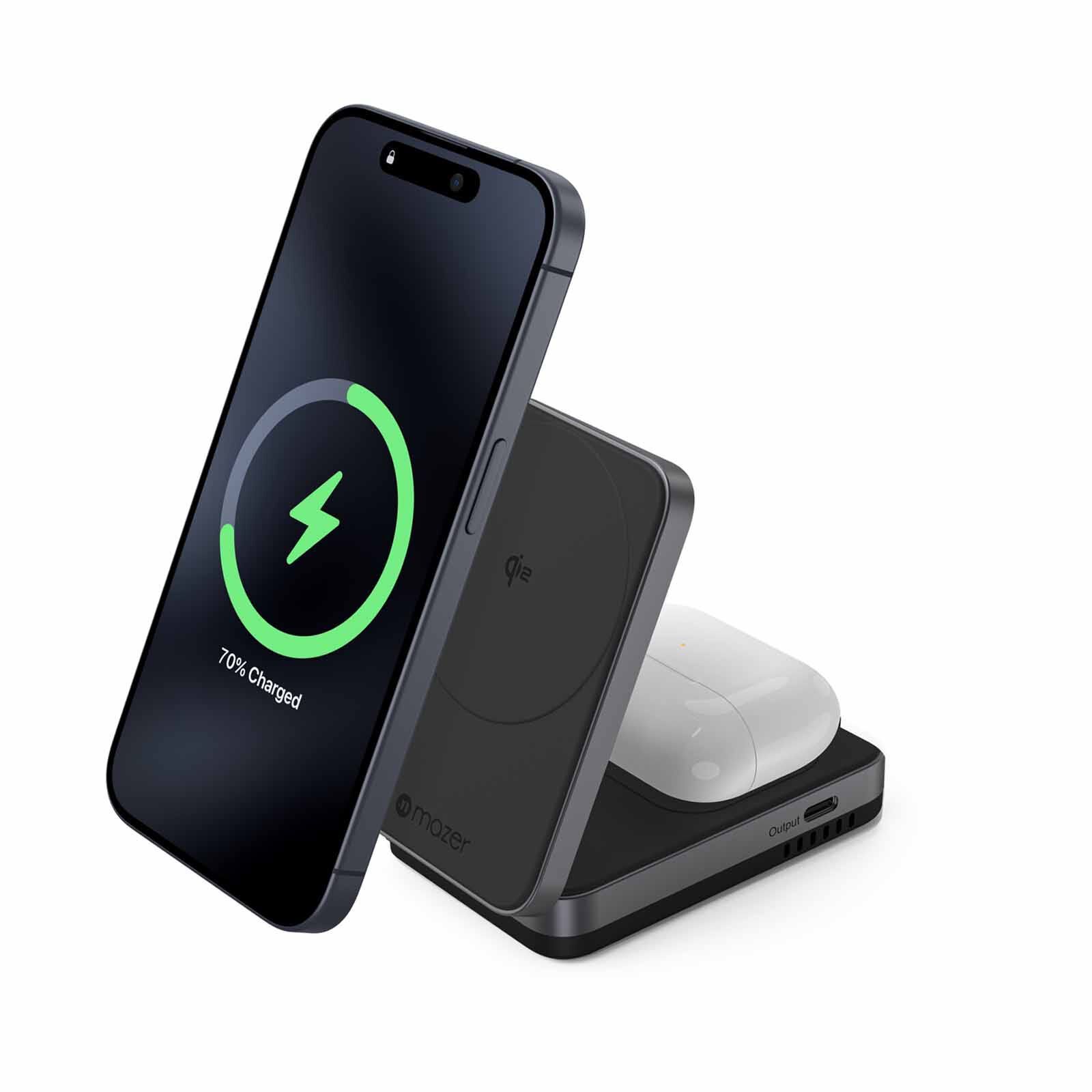 MAZER Qi2 Certified 32w Wireless Foldable 2in1+usb-c Pd12w Output Charger - Black M-QI2-MAGFOLD02-BK-image 9