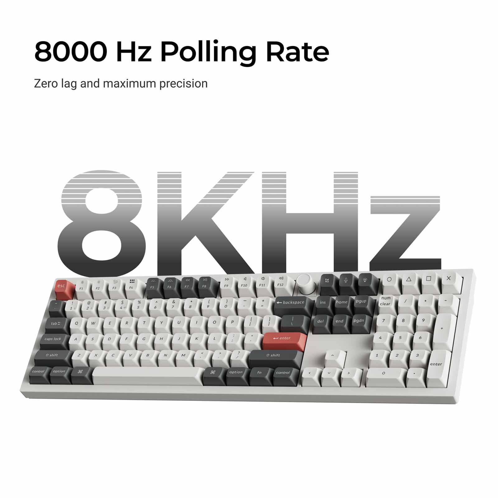 KEYCHRON Q6 Ultra 8k 100% 108 Key White Knob Rgb Hot-swap Silk Pom Brown Switch KYCN-Q6U-P3-image 4
