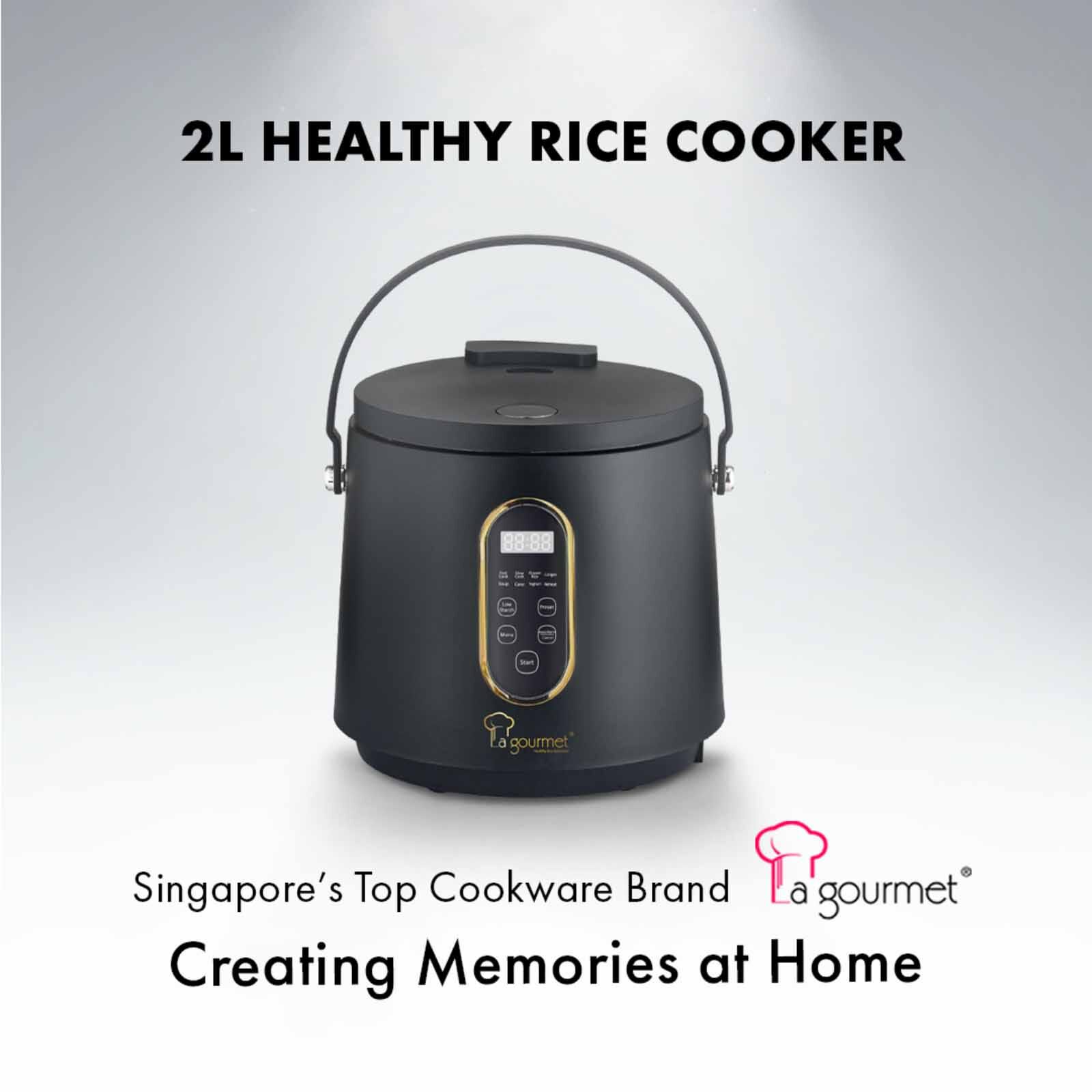 LA GOURMET 2.0l Healthy Rice Cooker - Coal Black LGELRC410764-image 2