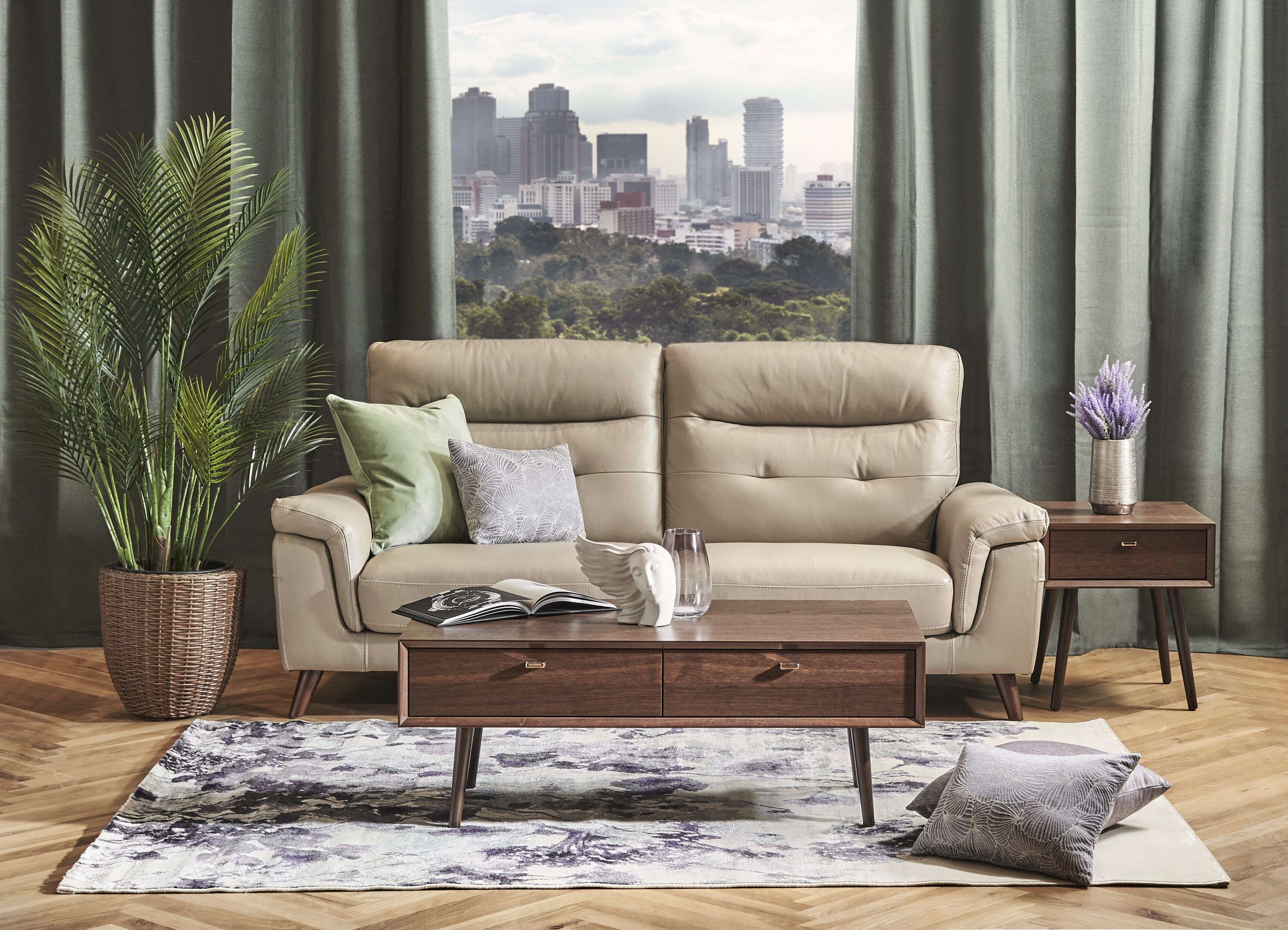3 Seater (fl) C15 Stone Full Leather Sofa NEW BECCA-image 7