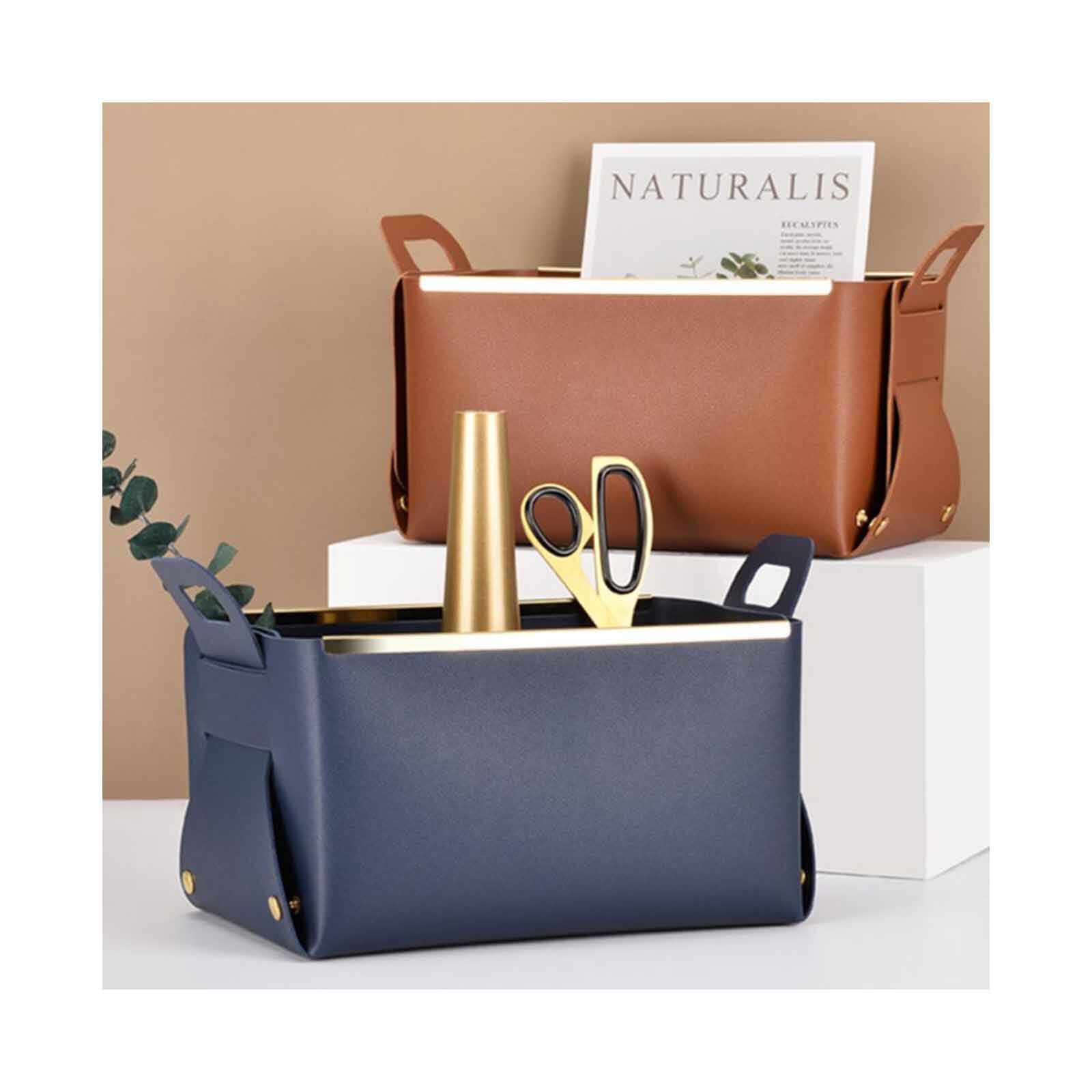 STITCHES Storage Basket - Blue VEGAN LEATHER