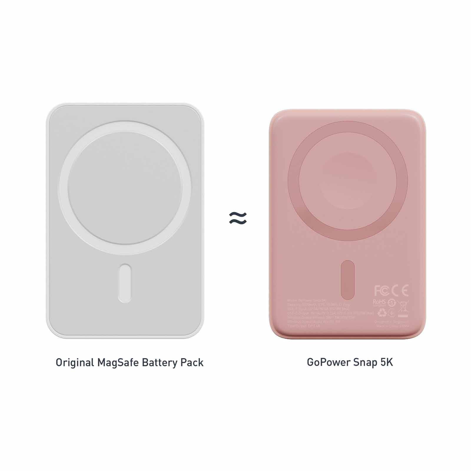 BAZIC Gopower Snap 5k, 3in1 5000mah Wireless Powerbank With Apple Watch Charger - Peach GPW-SNAP5K-PNK-image 4