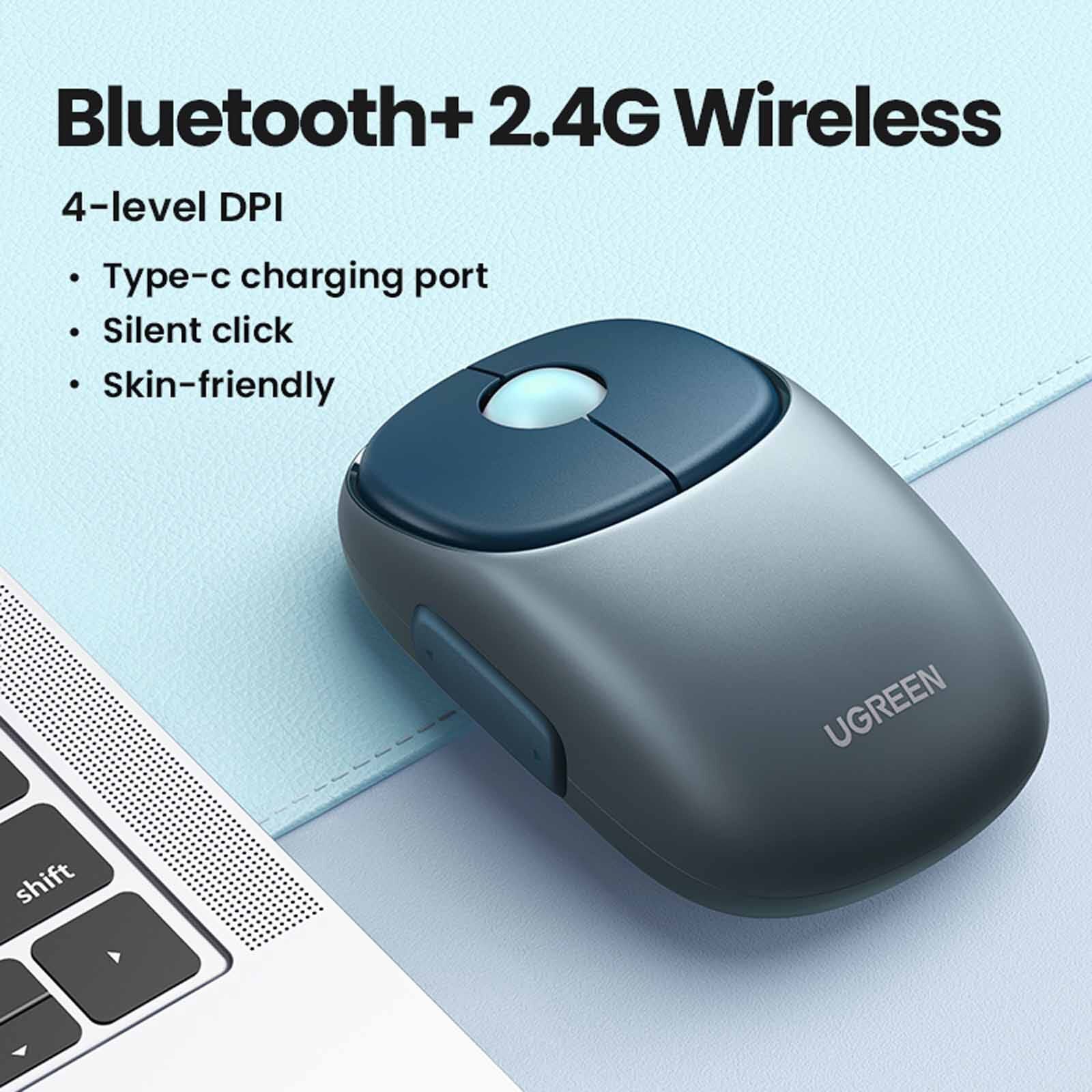 UGREEN 2.4ghz + Bluetooth 4000dpi Usb-c Rechargeable Mouse, Black 90538-image 6