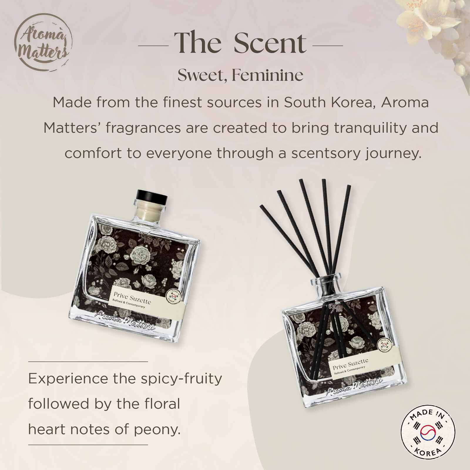 AROMA MATT Prive Suzette Reed Diffuser 4.05 Fl.oz (120ml) BOTTLE120-PRIVE SUZETTE-image 3