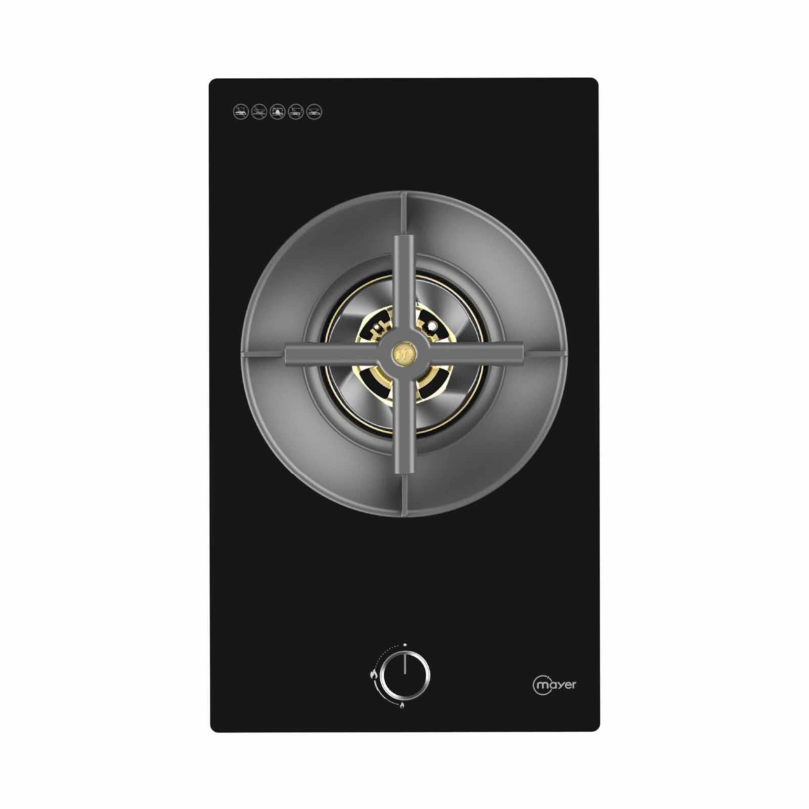 MAYER 30cm 1 Burner Gas Hob - Glass Black (lpg/pub) (exclude Installation) MMGH130HI-image 1