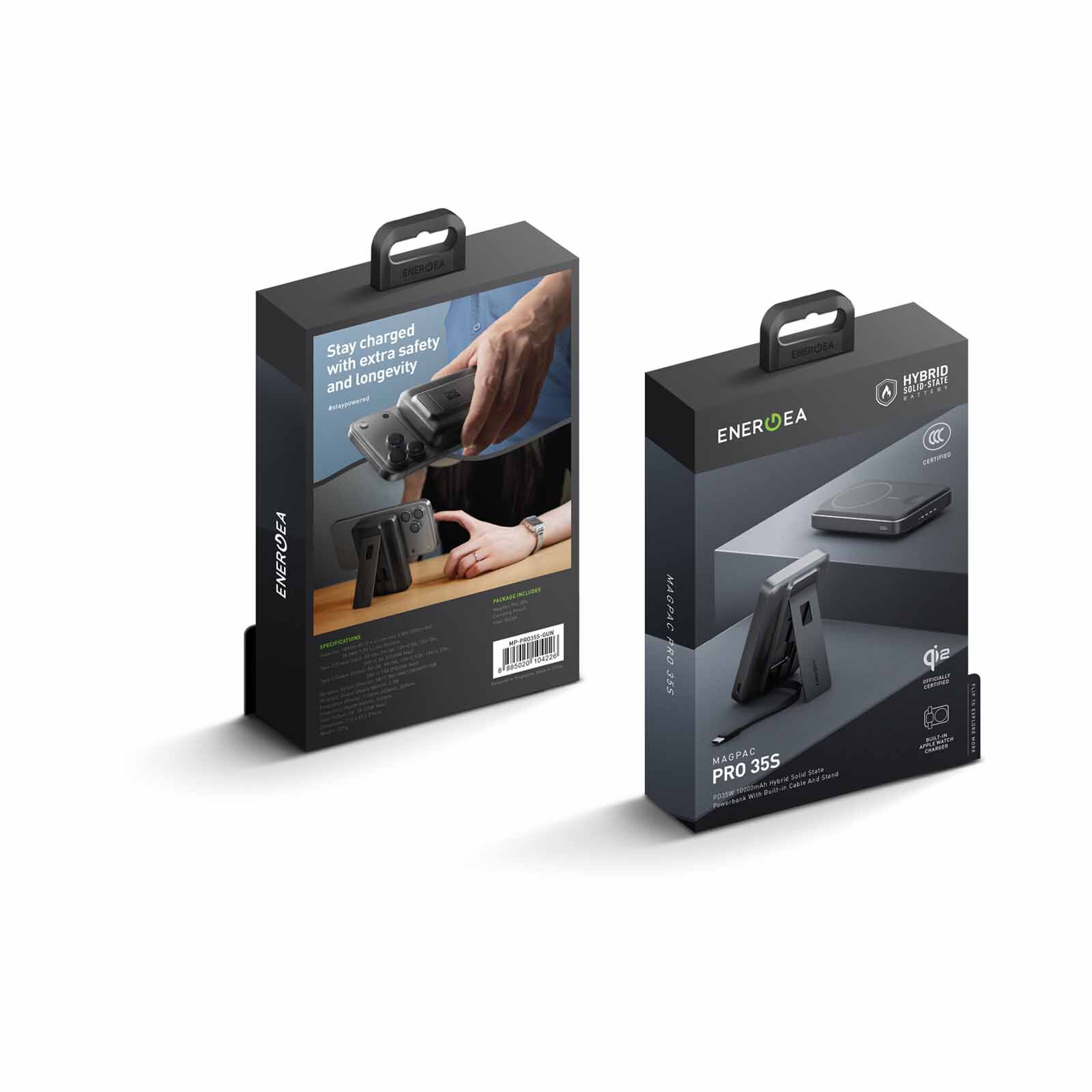 ENERGEA Magpac Pro 35s, 10000mah Semi Solid State Qi2 Powerbank With Built-in Cable And Stand Pd35w - Gun/bl MP-PRO35S-GUN-3C-image 6