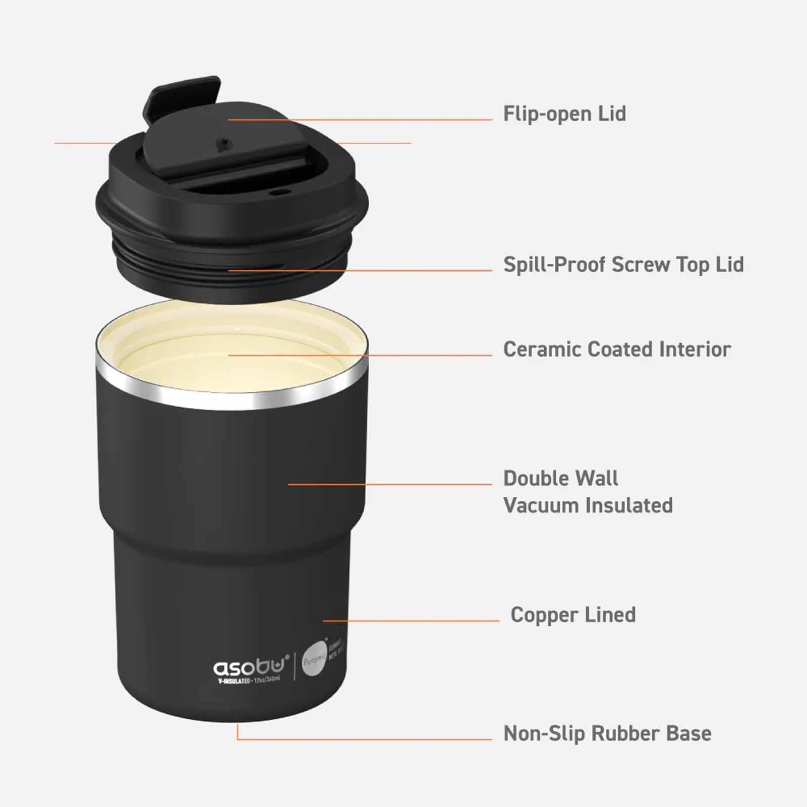 ASOBU Puramic Mini Pick-up Mug/cup Black 360ml ABF52BK-image 4