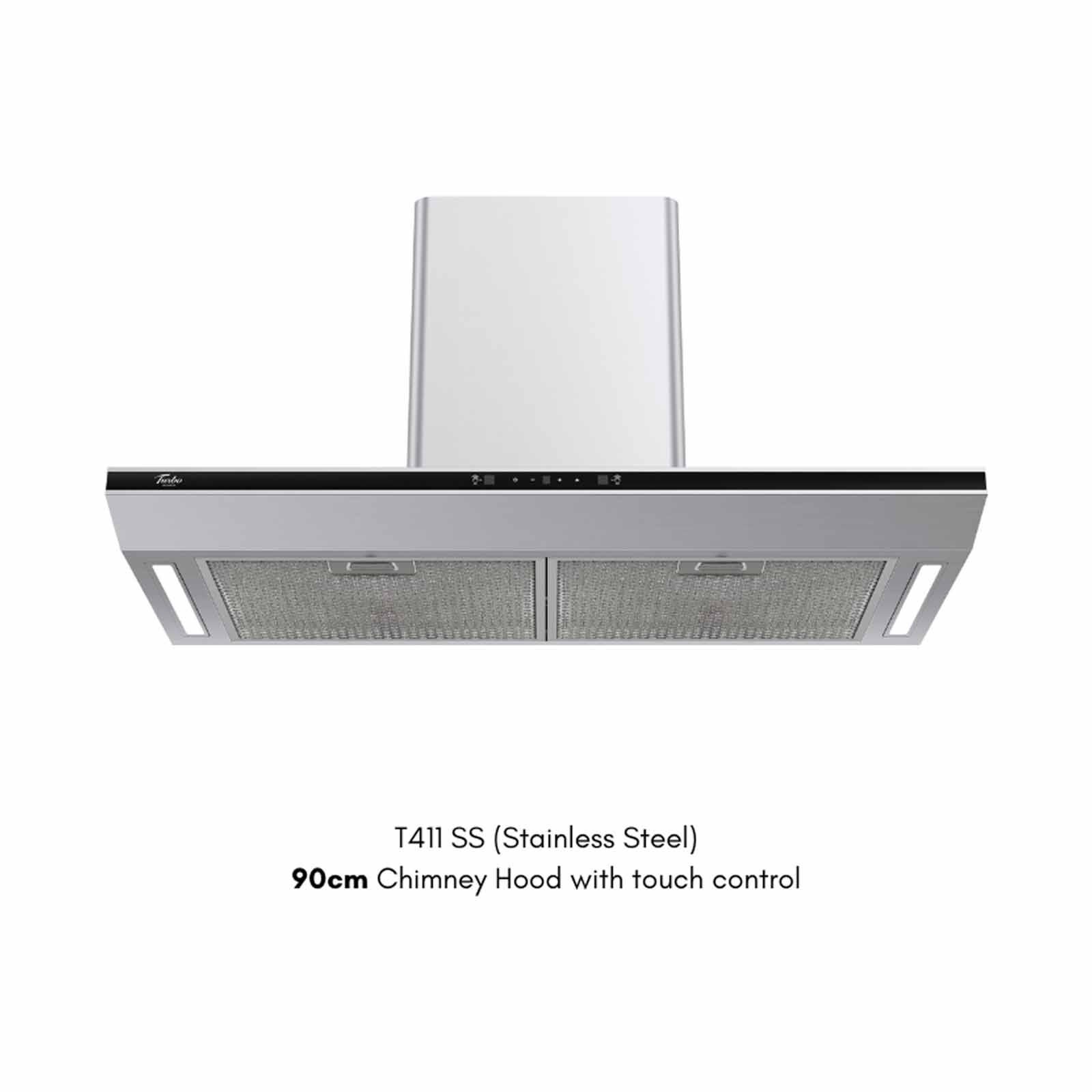 TURBO Chimney Hood (90cm) Black With Touch Control (exclude Installation) T411-SS-image 1