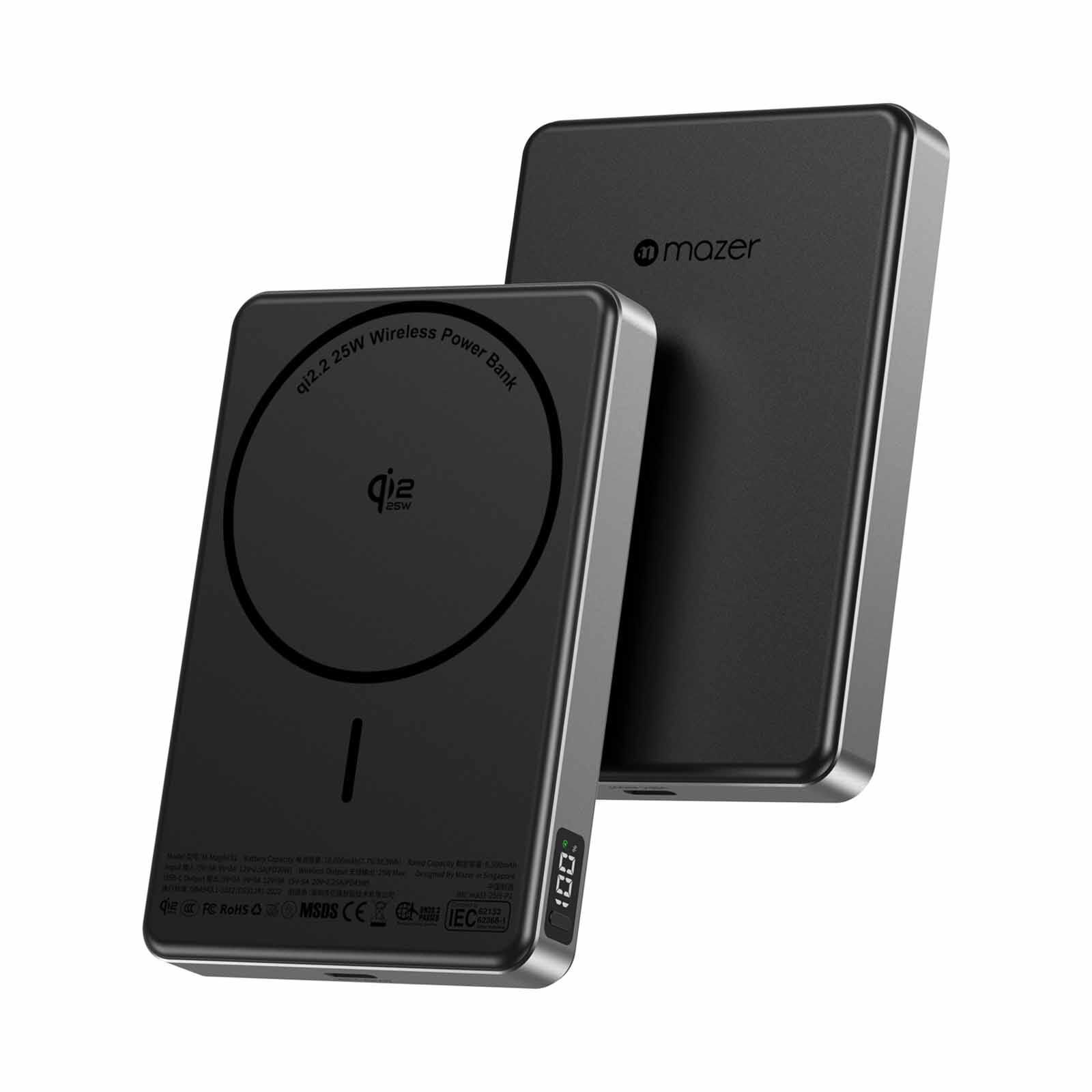 MAZER Qi2-25w Certified 10,000mah Pd45w Slim Power Bank-black M-MAGAIR31-BK-image 1