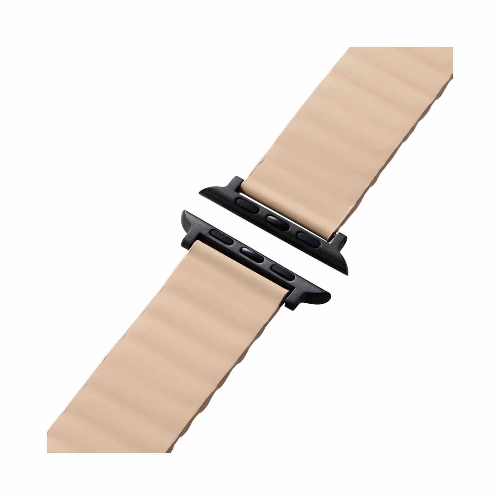 ELECOM Magnetic Soft Leather Apple Watch Band 49/45/44/42mm (greige) AW-45BDLMAGGB-image 2