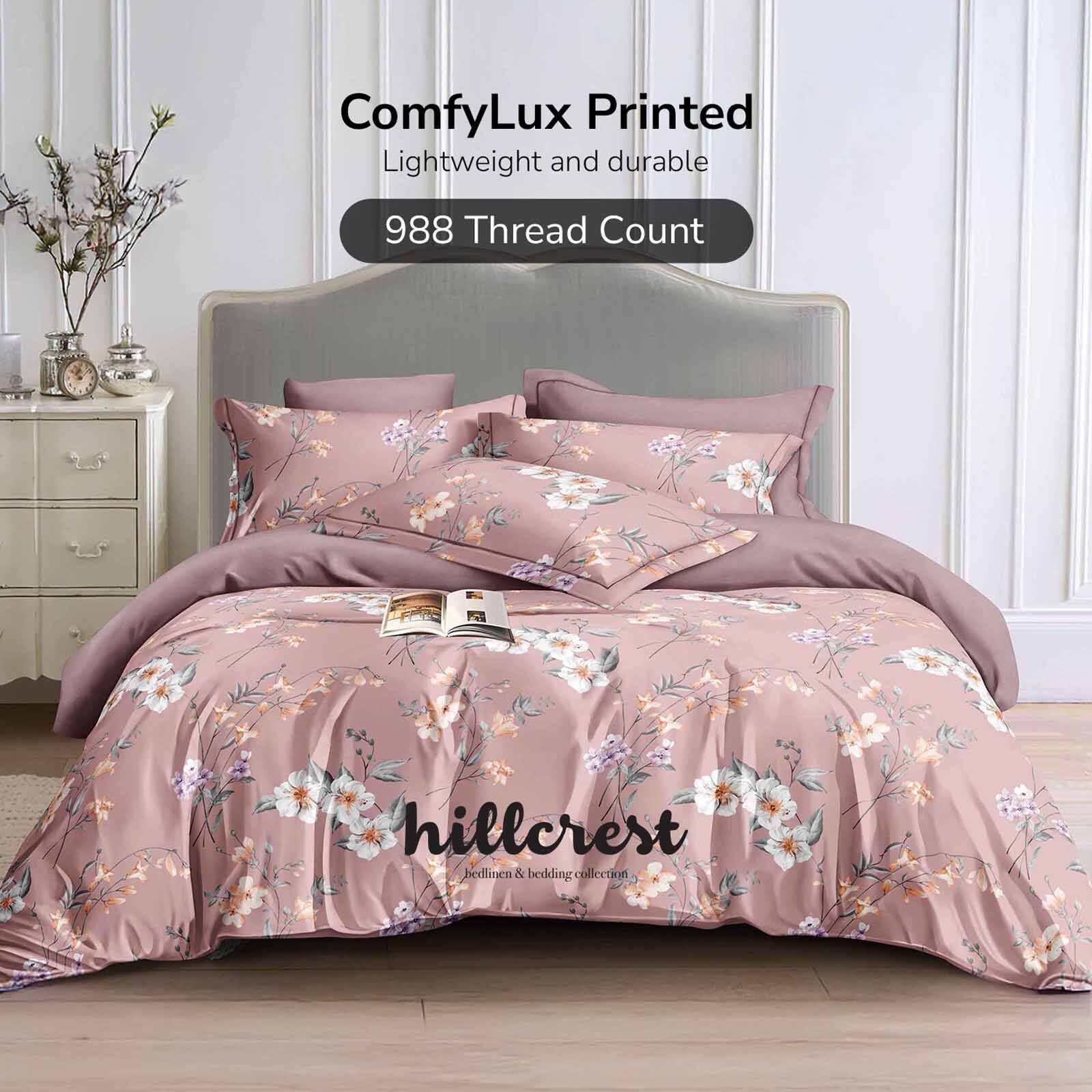 HILLCREST Hillcrest I 988tc Comfylux I Printed I Single Fitted Sheet Set I Luckybloom ( Oe ) 7467 - B I S I FS I LUCKYBLOOM