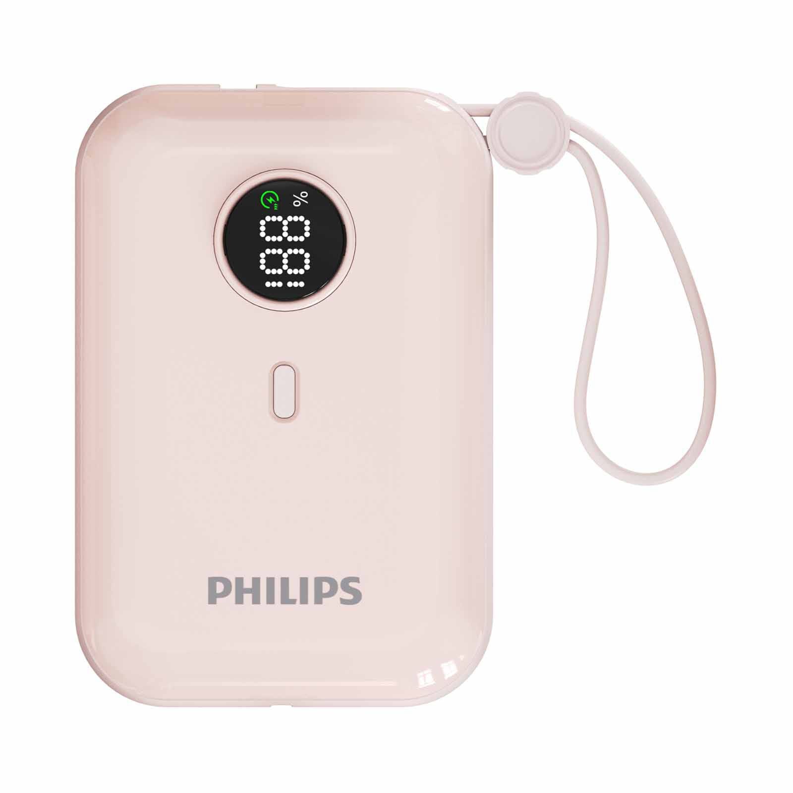 PHILIPS Powerbank 10000mah Super Mini Series With Cable 2c Pink DLP2228CP/00-image 1