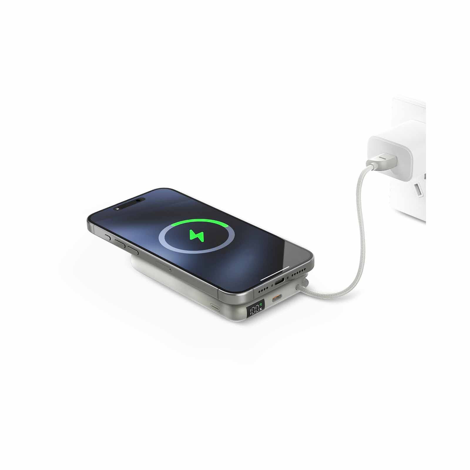BAZIC Gopower Fusion Mag 10k, Magsafe Powerbank With Built-in Usb-c Cable - Pebble FUS-MAG10K-PEB-image 3