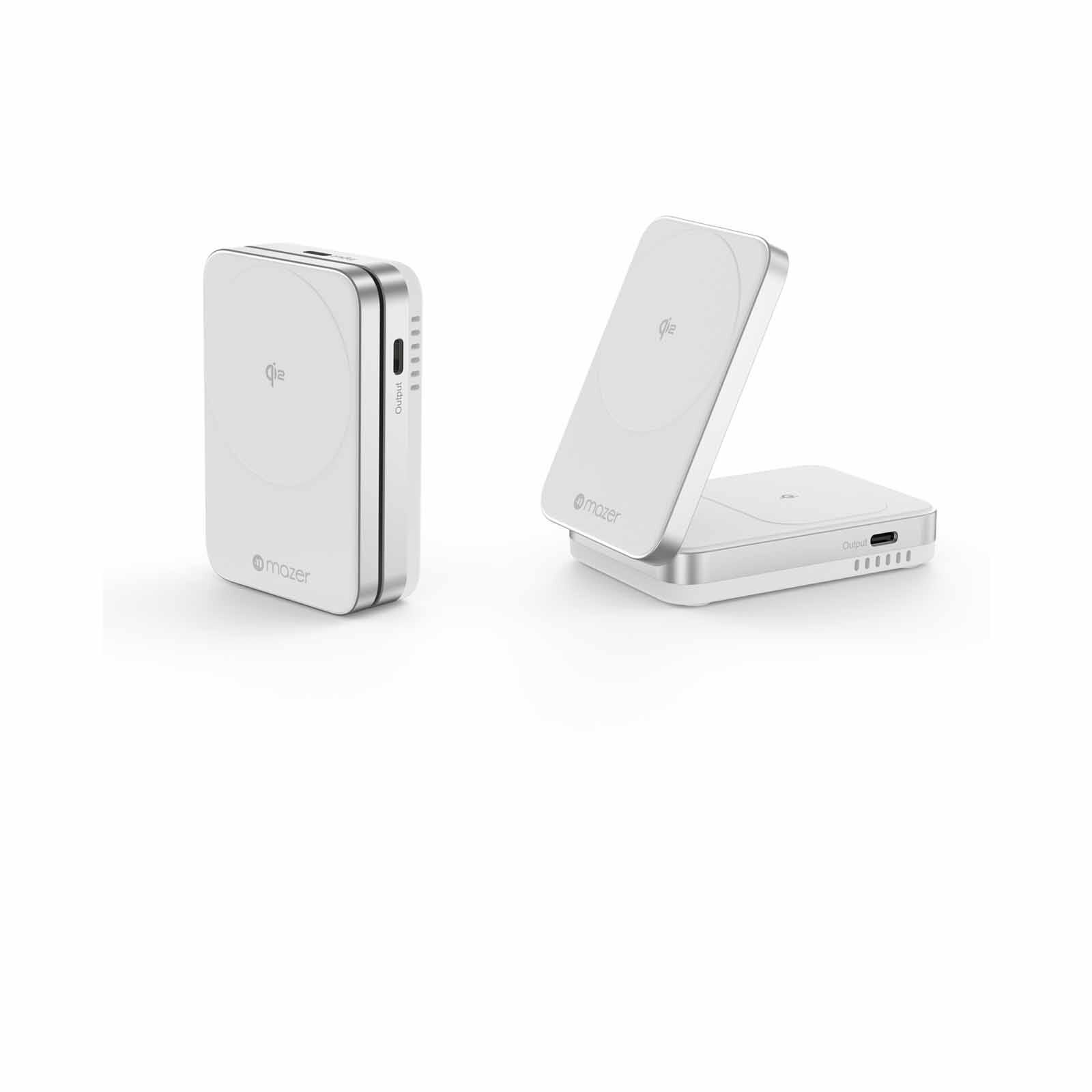 MAZER Qi2 Certified 32w Wireless Foldable 2in1+usb-c Pd12w Output Charger - White M-QI2-MAGFOLD02-WH