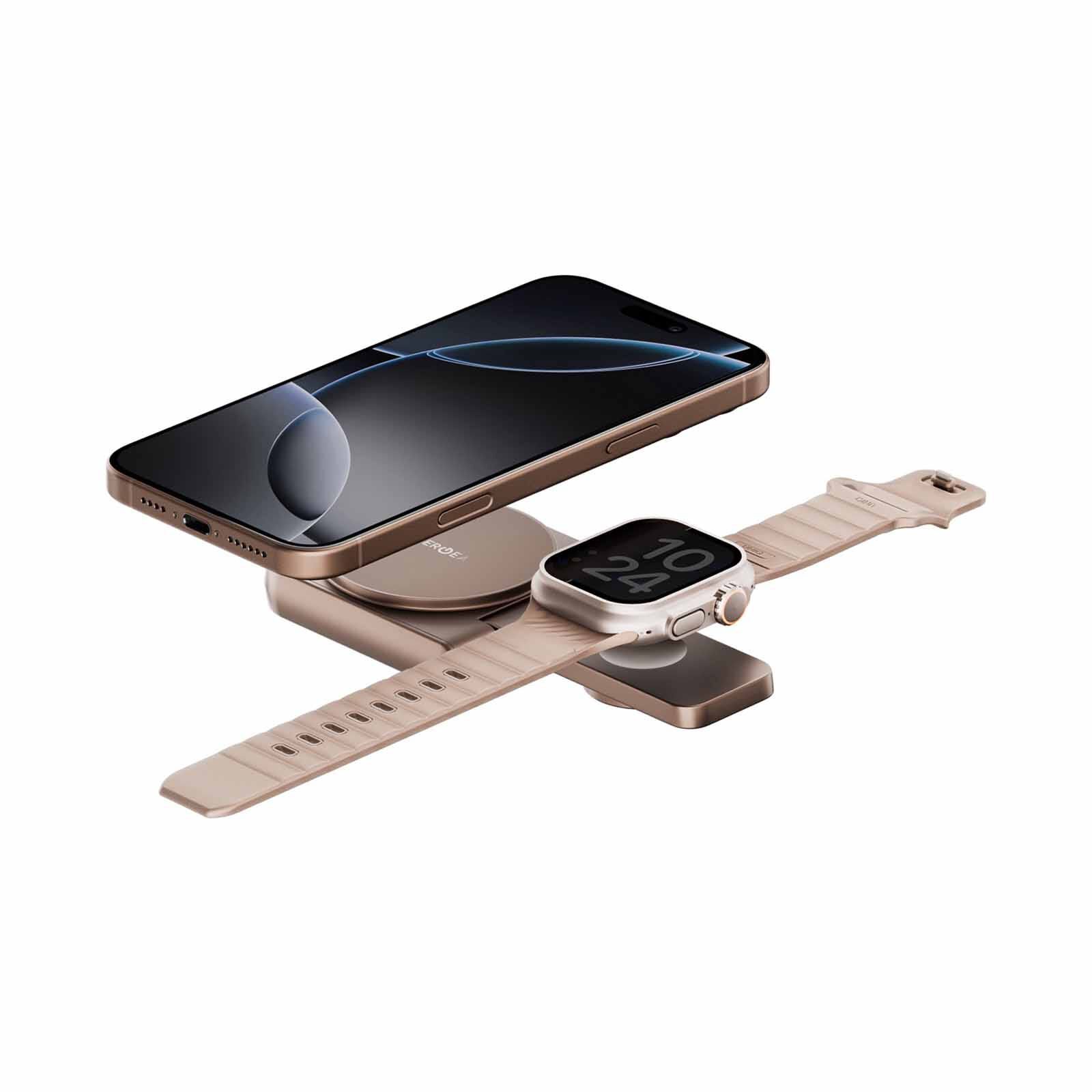 ENERGEA Magduo, 2in1 Foldable Qi2 Magnetic Fast Wireless Charger-gold MAG-DUO-GLD-image 3