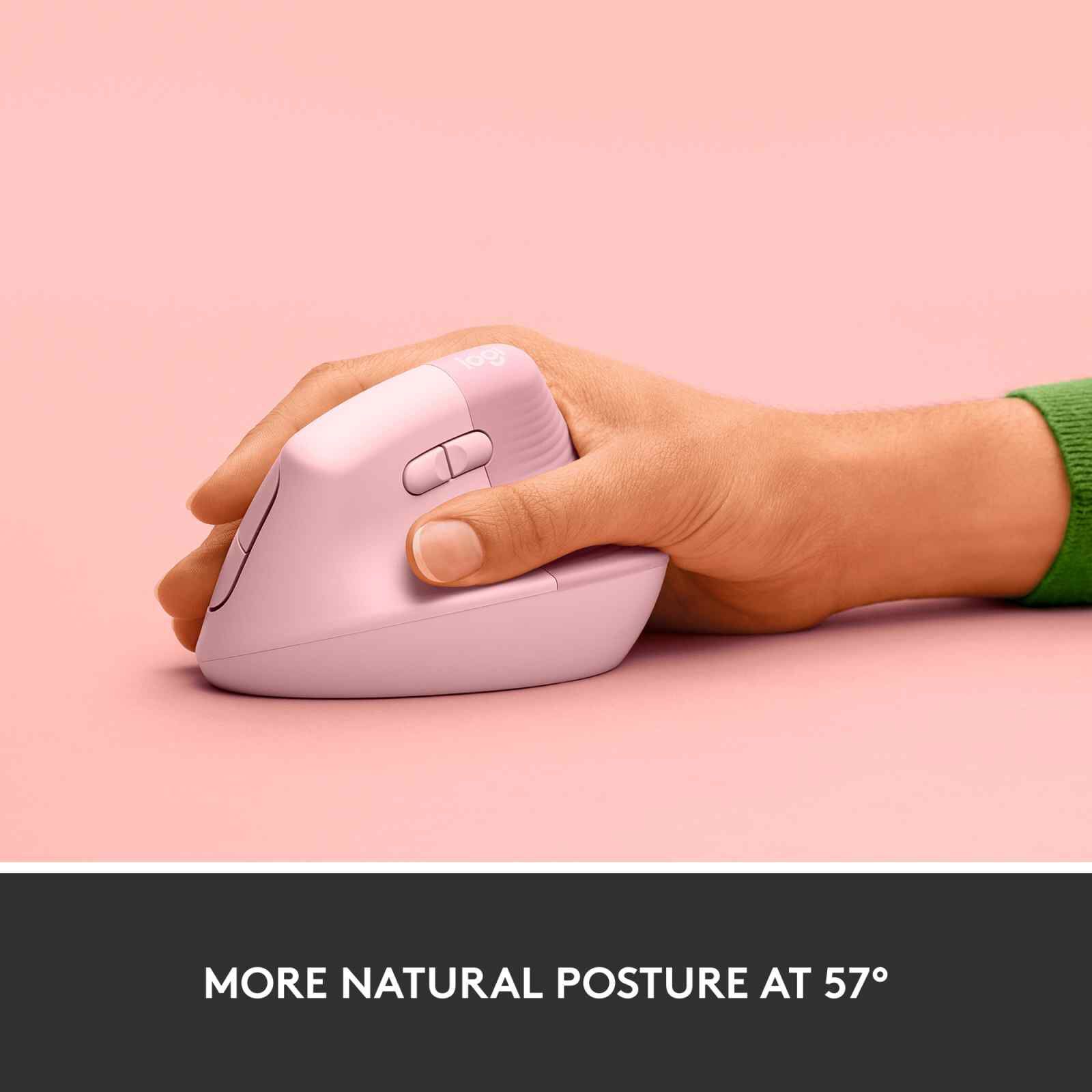 LOGITECH Logi Lift Vertical Ergonomic Mouse - Rose (1y) 910-006481-image 3