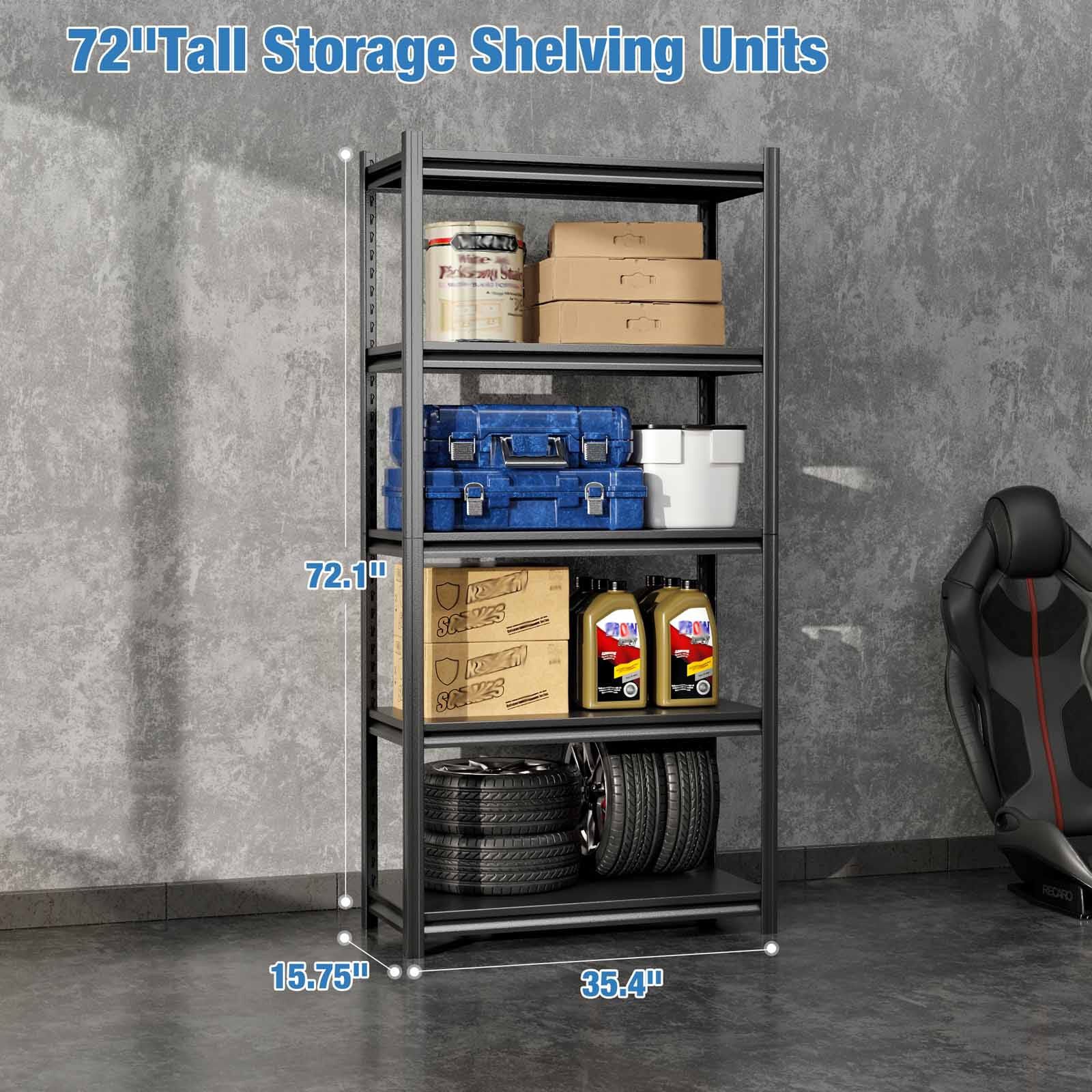 STEELCRAFT Steelmax 5 Tier Shelving Rack Black90 X 40 X 183 H Cm STEELMAX-image 4