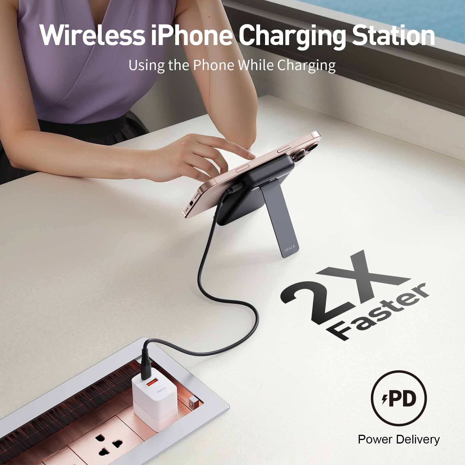 IWALK Powerstand 10000mah Qi2 Magnetic Wireless Fast Charger With Multi-angle Adjustable Stand Black MXB014-001A-image 7
