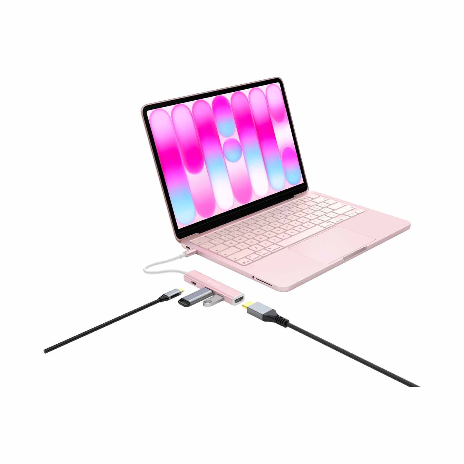 MAZER Infinitehub 4in1 Usb-c To Hdmi 4k/30hz + Usb-a X2 + Usb-c Pd100w Charging Hub - Blush M-HUB51-BS-image 3