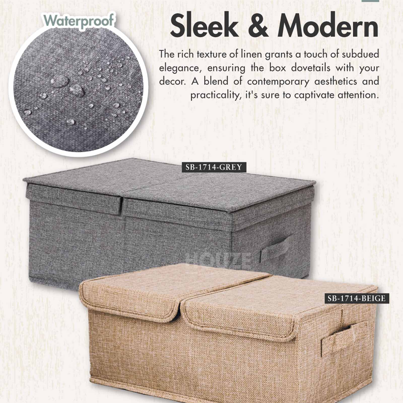 LAVA Storage Box With Double Open Lid (l) - Beige SB-1715-BEIGE-image 2